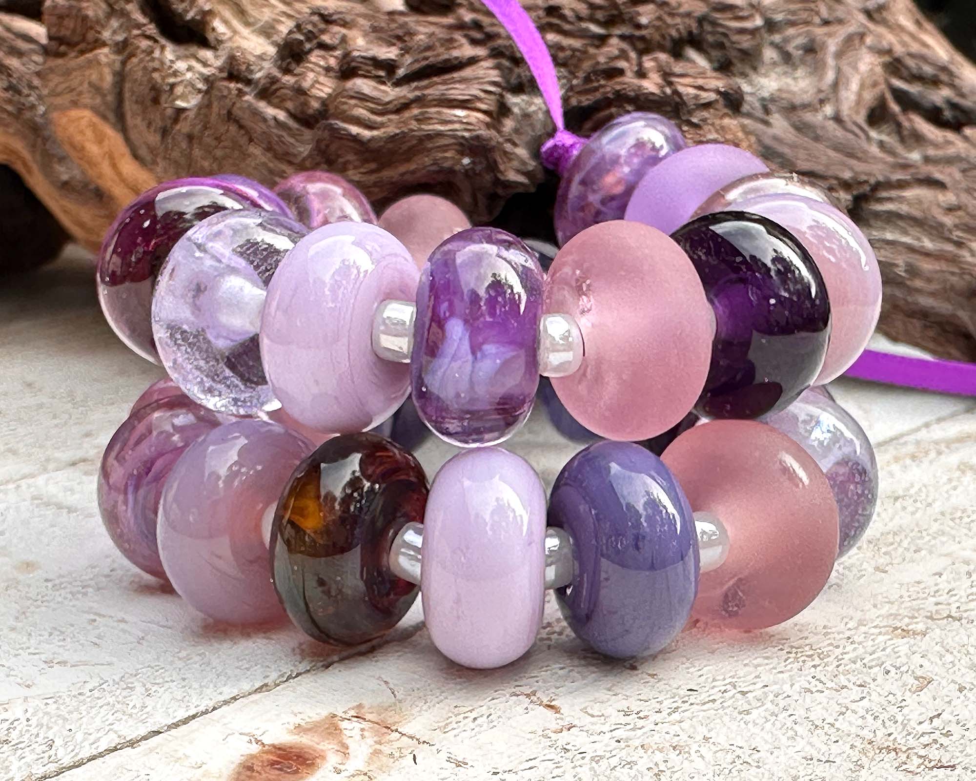 28pcs Purple Swirl Lampwork Glass Beads for Jewelry Making - Handmade SRA Beads Set for Bracelets, Necklaces & DIY Crafts - Perfect for Beaders & Artisans