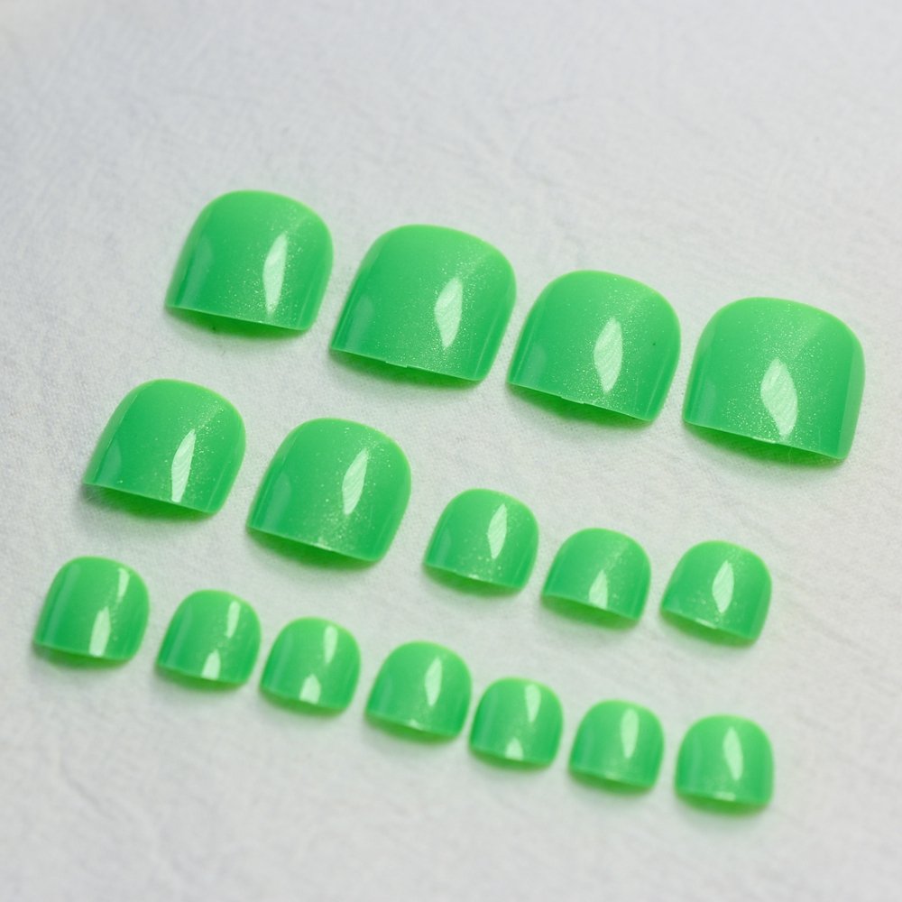 24pcs Candy Green Acrylic False Toe Nails - Short French Tip Fake Nails for Women | Perfect for Pedicures, Summer Sandals & Beach Vacations