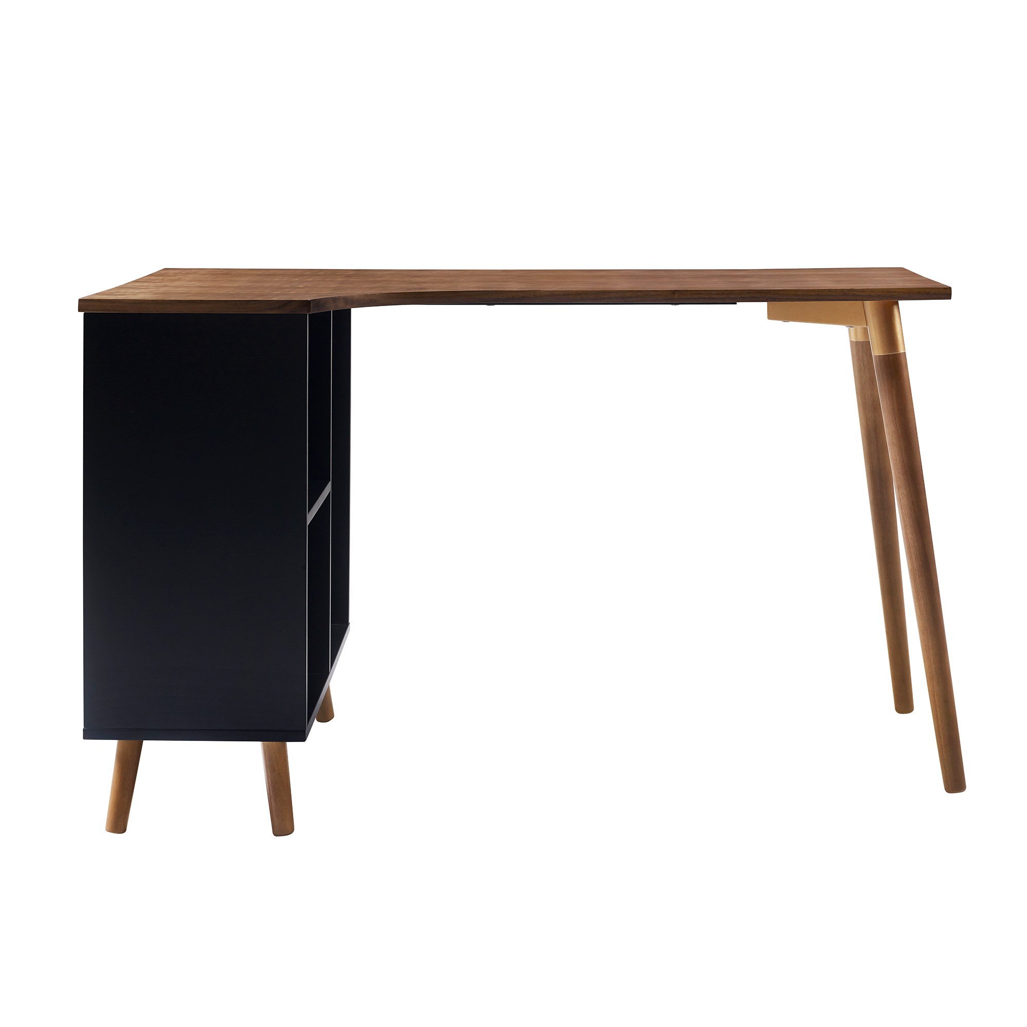 Premium Walnut & Black Office Desk - Modern Ergonomic Workstation for Home & Business Use - Perfect for Remote Work, Study, and Professional Workspaces