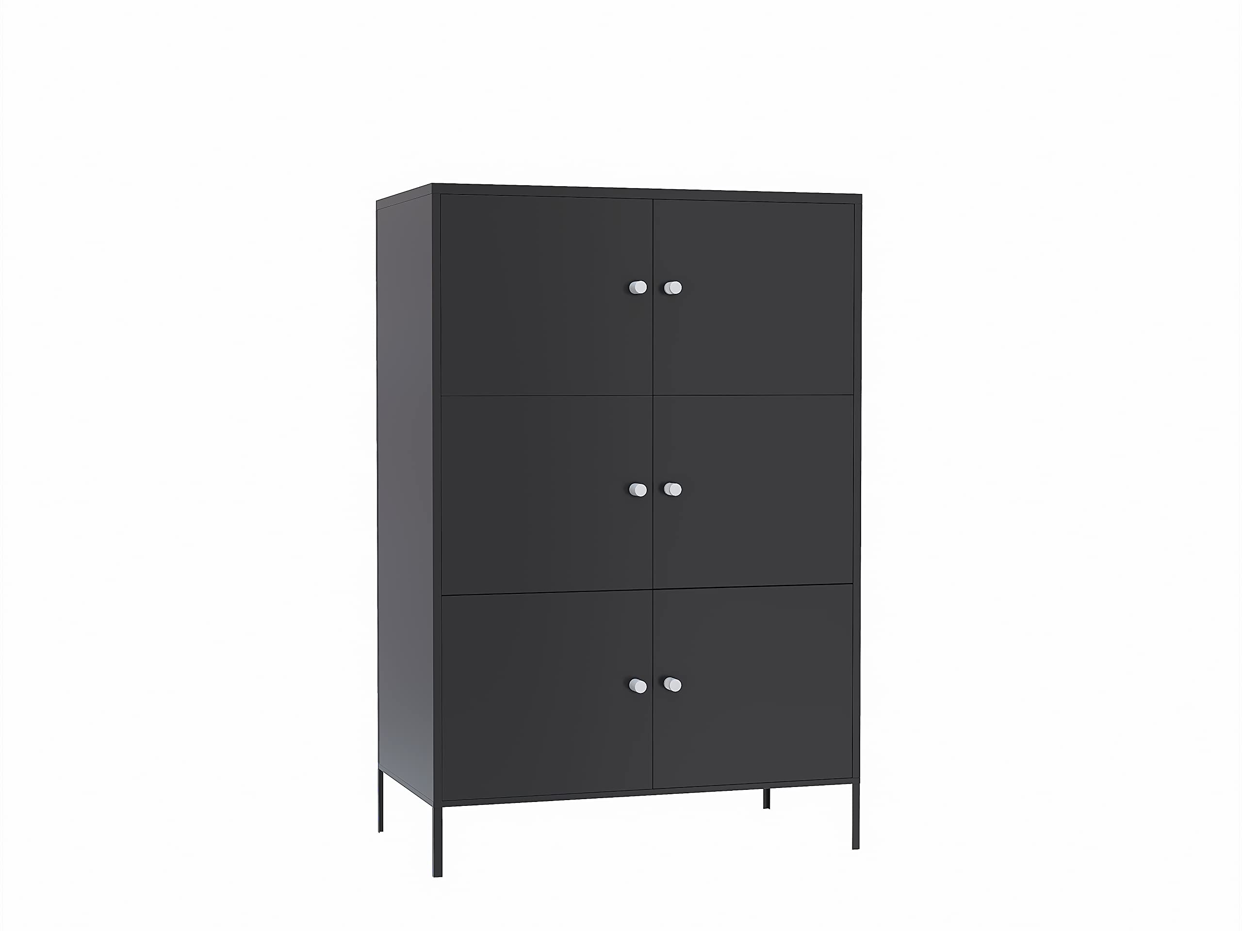 6-Door Metal Storage Cabinet - 3-Tier Steel Office Organizer with Adjustable Shelves, 25.6