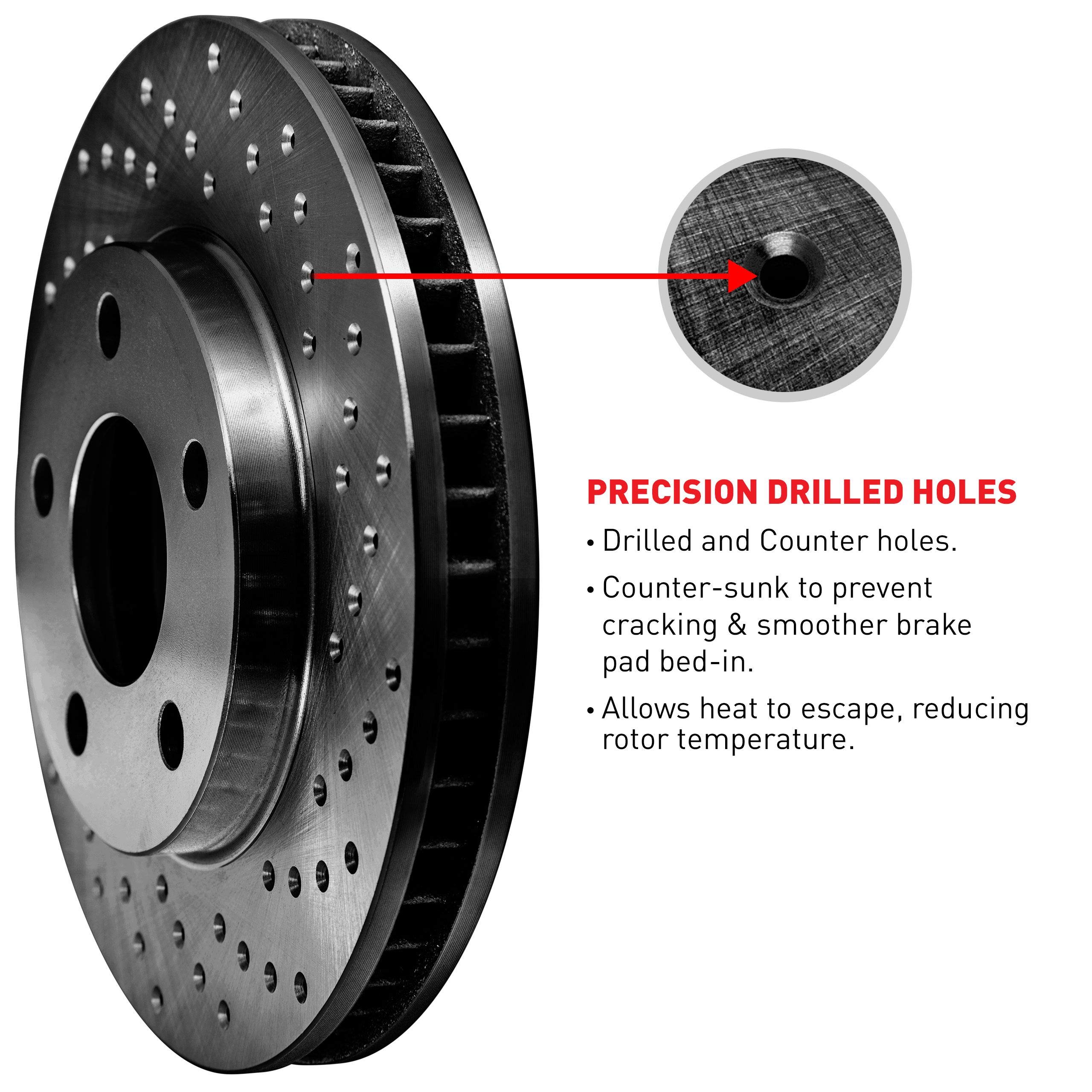 R1 Concepts Premium Front Brake Pads and Rotors Kit - Ceramic Brake Pads with Drilled & Slotted Rotors - Compatible with 1979-1983 Toyota Pickup - Perfect for Daily Driving, Off-Roading & Performance Upgrades