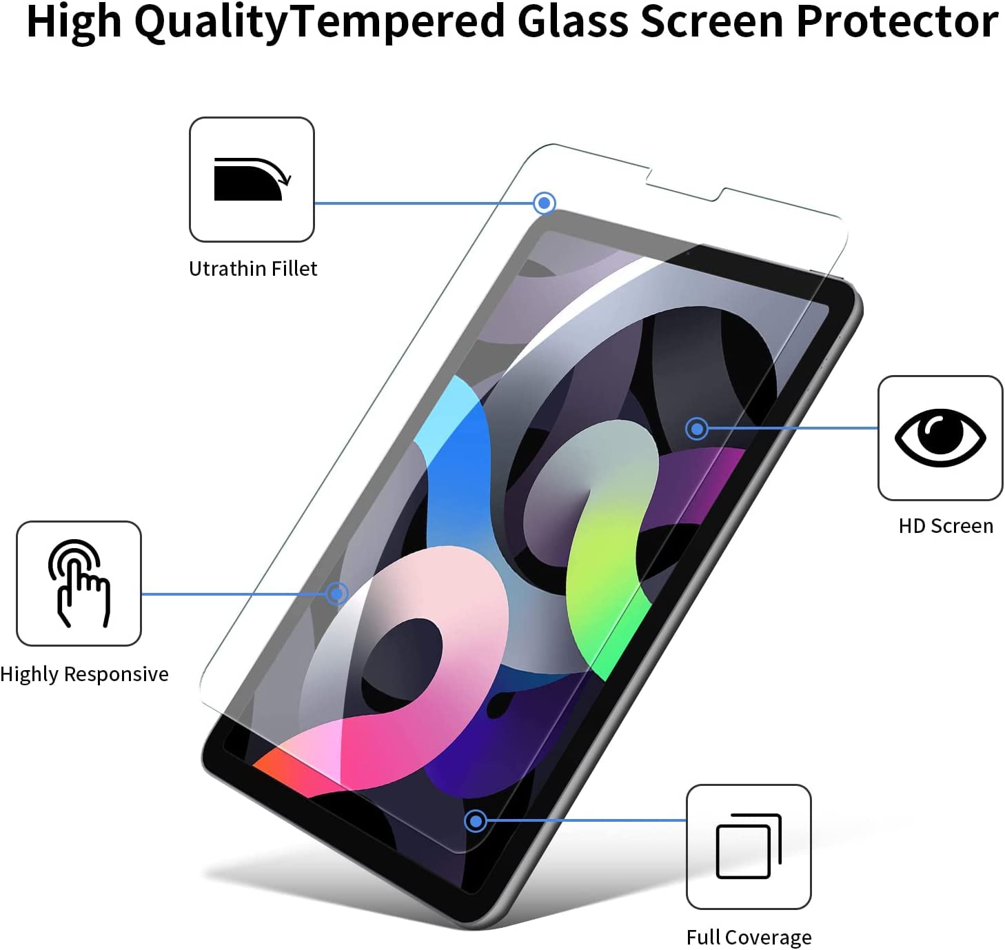 avakot 2 Pack Tempered Glass Screen Protector for iPad Air 5th/4th Gen & iPad Pro 11 (10.9 Inch 2020/2022) - Anti-Scratch, HD Clear, Bubble-Free - Perfect for Work, Study & Entertainment