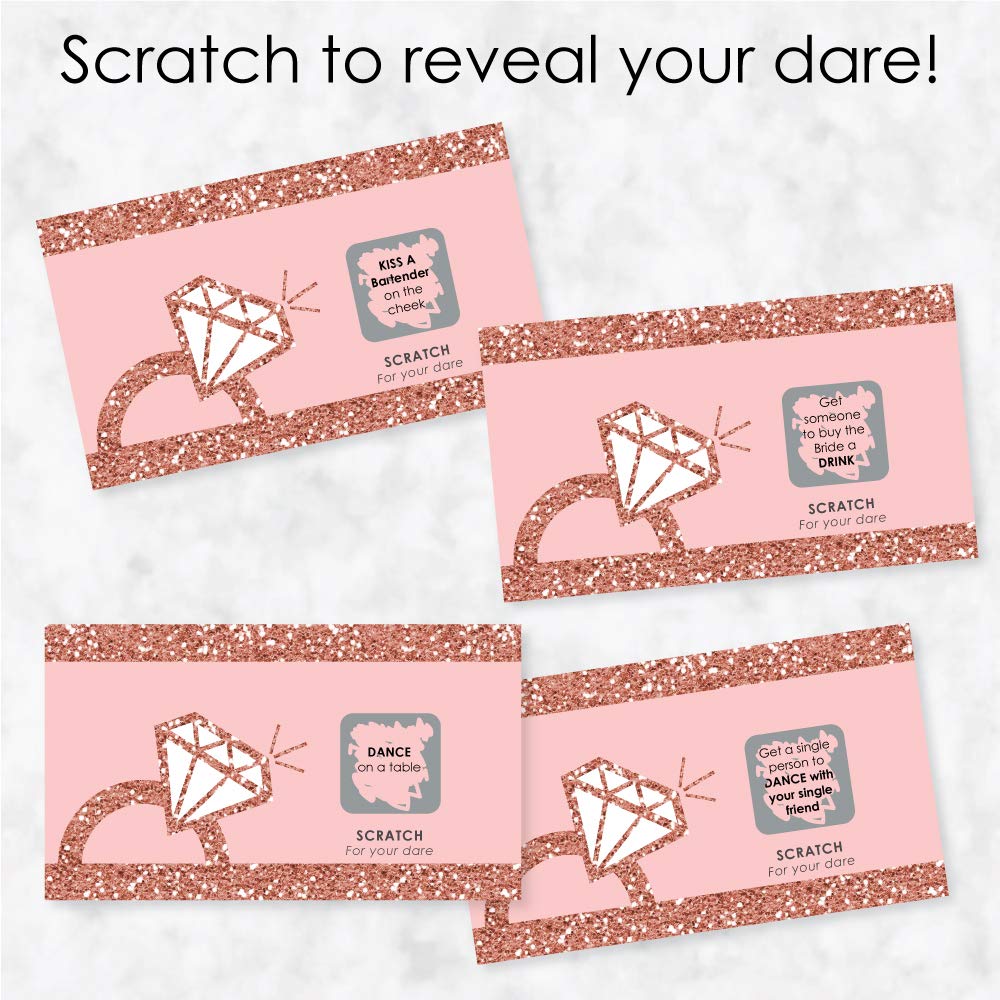 Rose Gold Bridal Shower Scratch Off Cards - 22 Count Bachelorette Party Game for Bride Squad by Big Dot of Happiness | Fun Wedding Party Activities & Girls Night Out