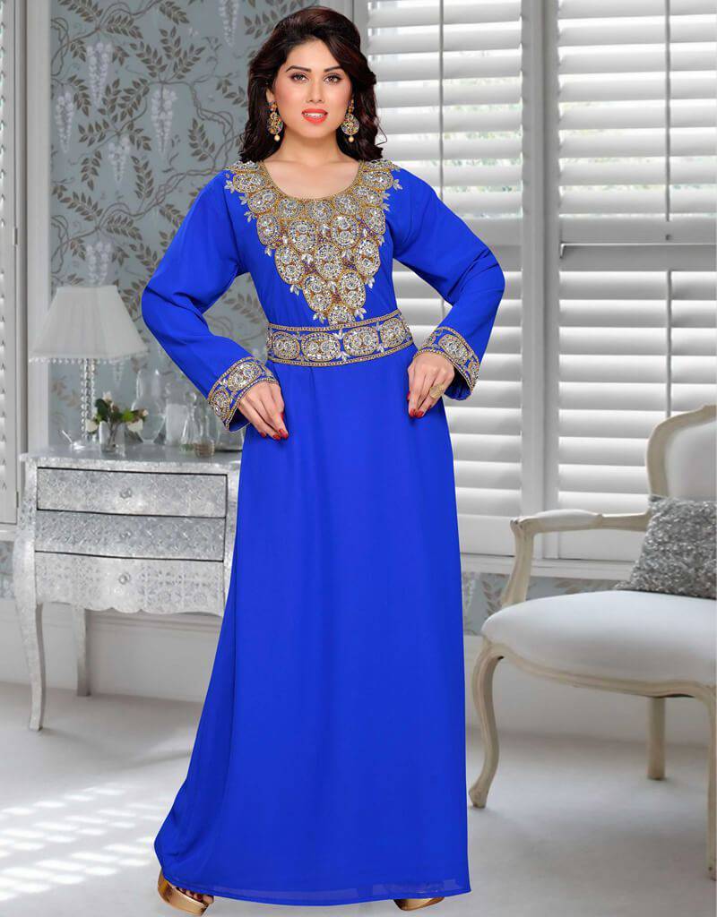 Elegant A-Line Moroccan Kaftan for Women - Flowy Boho Maxi Dress with Embroidery - Perfect for Beach Vacation, Summer Parties & Special Occasions