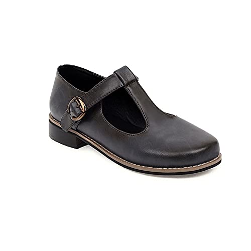 Vintage Women's Oxford Flats - Fashion Loafers for Casual Wear, School & Work - Dark Gray Size 38 - Comfortable Student Footwear & Large Size Creepers Shoes