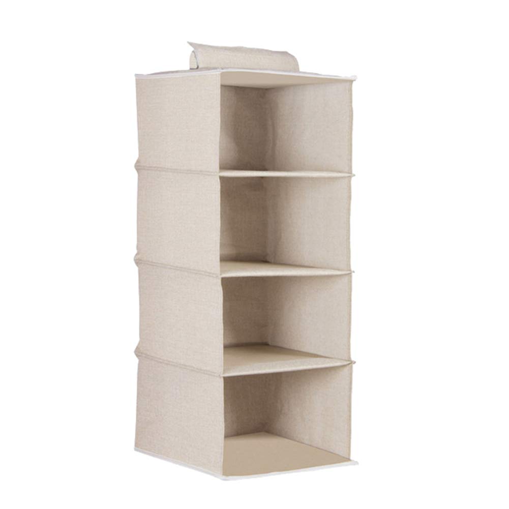 4-Layer Hanging Closet Organizer with Shelves & Drawers - Beige Wardrobe Storage Box for Clothes, Shoes & Accessories | Space-Saving Solution for Bedrooms, Dorms & Small Apartments