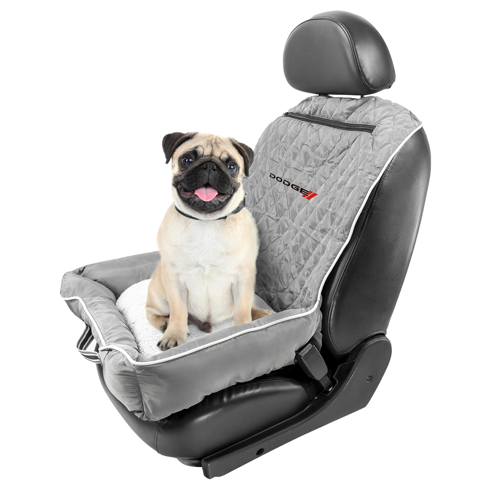 **Dodge PetBed2GO Dog Car Seat Cover – 2-in-1 Pet Bed & Seat Protector – Waterproof, Non-Slip, 26x20x6 Inches, Gray – Perfect for Travel & Daily Commute**