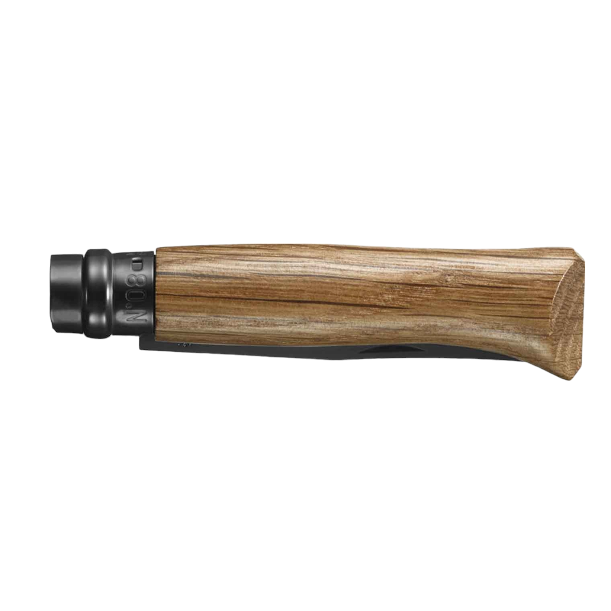 Opinel No.08 Oak Folding Pocket Knife - Durable French Outdoor Knife for Camping, Hiking & Everyday Carry (Black)