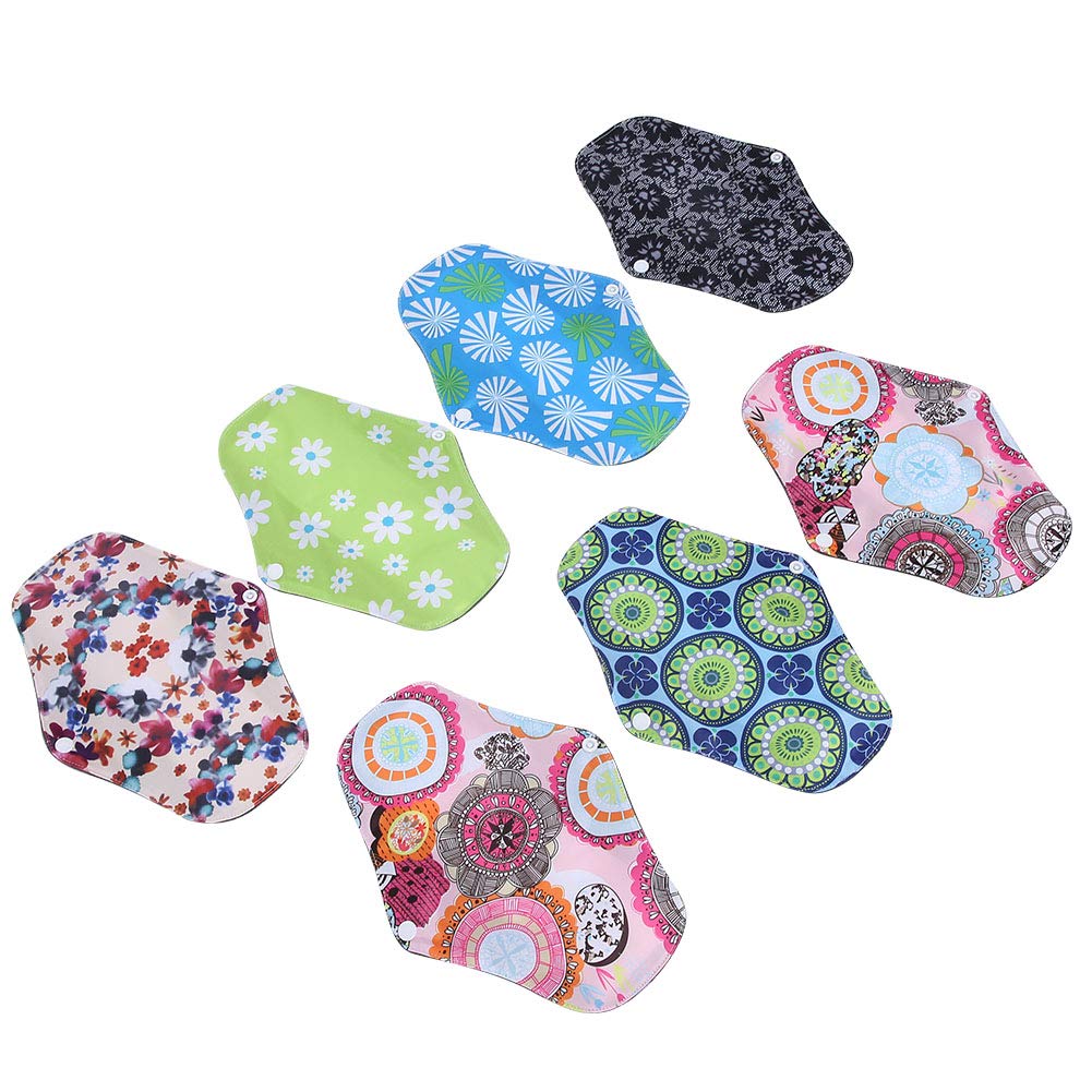 Organic Cotton Washable Sanitary Pads - 7 Pack Reusable Menstrual Pads for Women & Teens | Eco-Friendly, Soft & Absorbent | Perfect for Travel, Work & Active Lifestyle