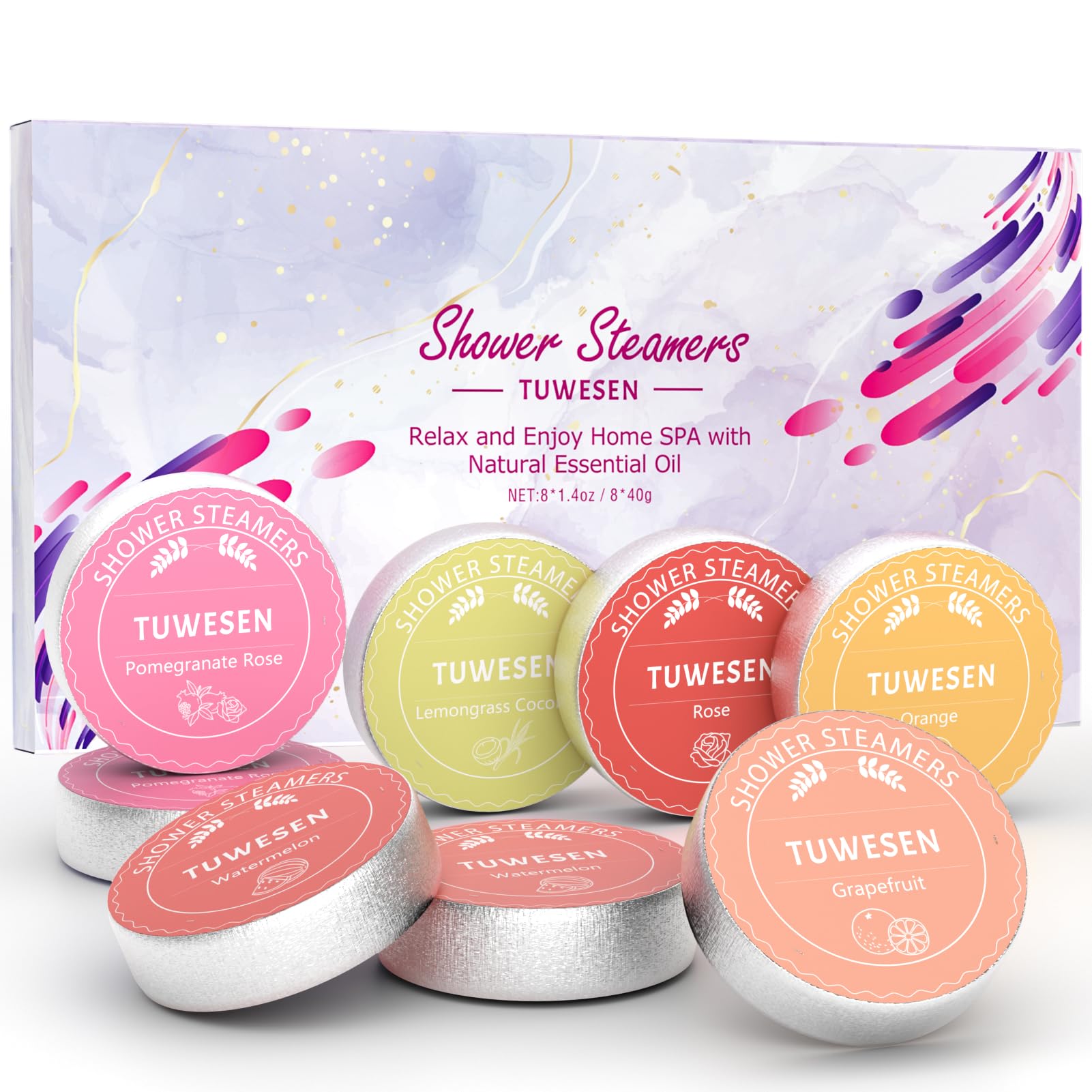 8 PCS Aromatherapy Shower Steamers with Essential Oils - Relaxing Self Care Gifts for Women & Men, Pastel Nourish Set - Perfect for Stress Relief, Spa Nights & Birthday Presents