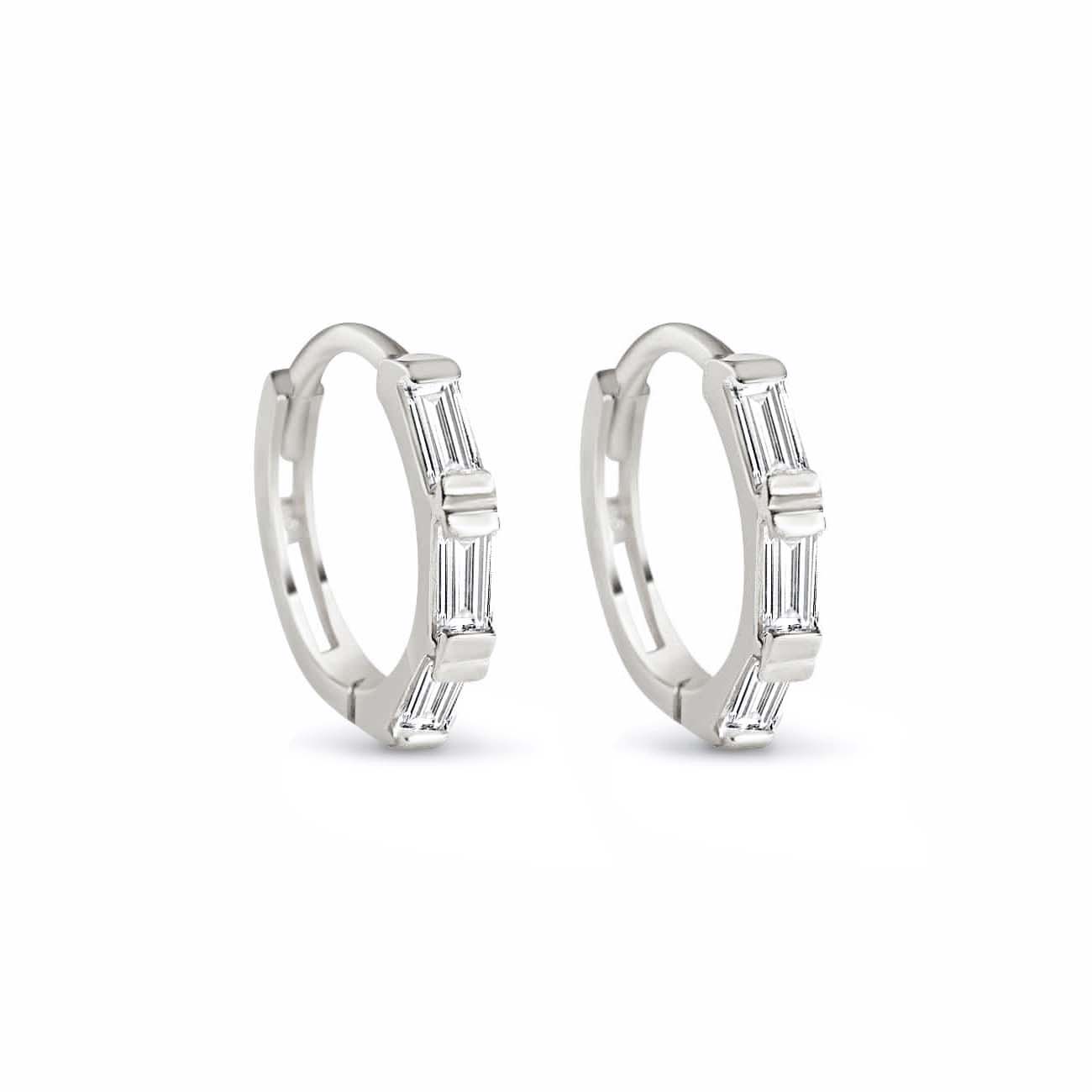 Tri Baguette Huggie Hoops - Minimalist Gold Hoop Earrings for Women, Small Huggie Earrings for Daily Wear, Perfect for Work, Date Night & Gift Giving
