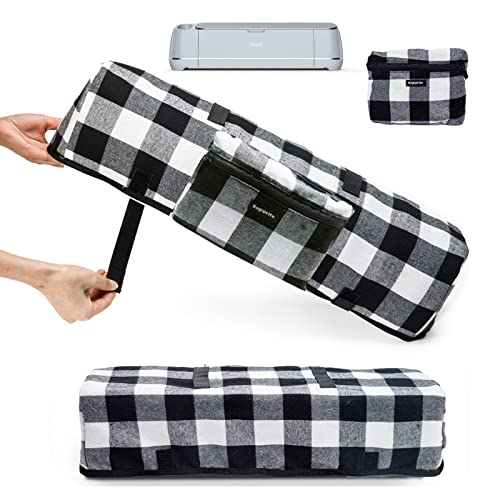 Premium Dust Cover for Cricut Maker, Maker 3, Explore 3 & Explore Air 2 - Black & White Protective Case with Storage Pockets for Cricut Tools & Accessories - Perfect for Crafting, Scrapbooking & DIY Projects