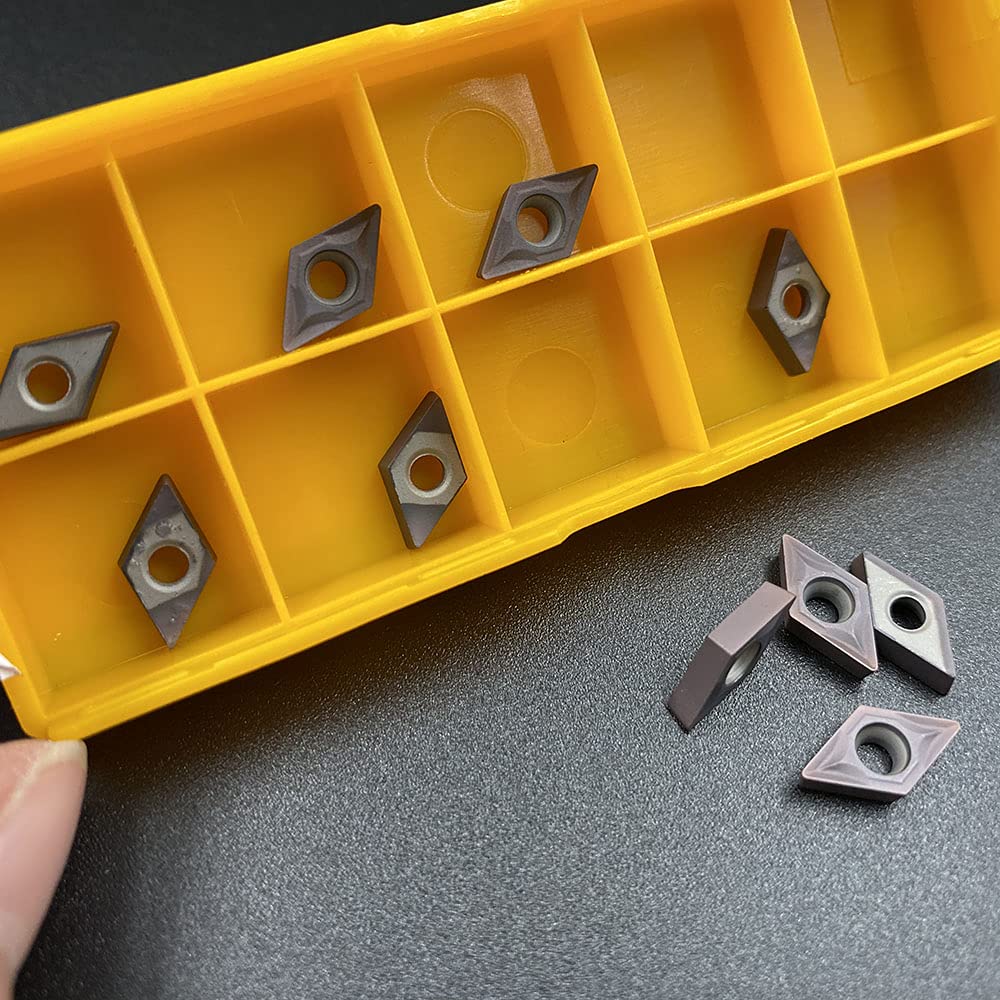 10pcs DCMT21.51 Carbide Lathe Turning Inserts - Indexable Cutting Tool Bits for SDJCR/L Tool Holder | High Precision Metalworking | Ideal for CNC Turning, Milling & Machining Operations (Bronze Coating)
