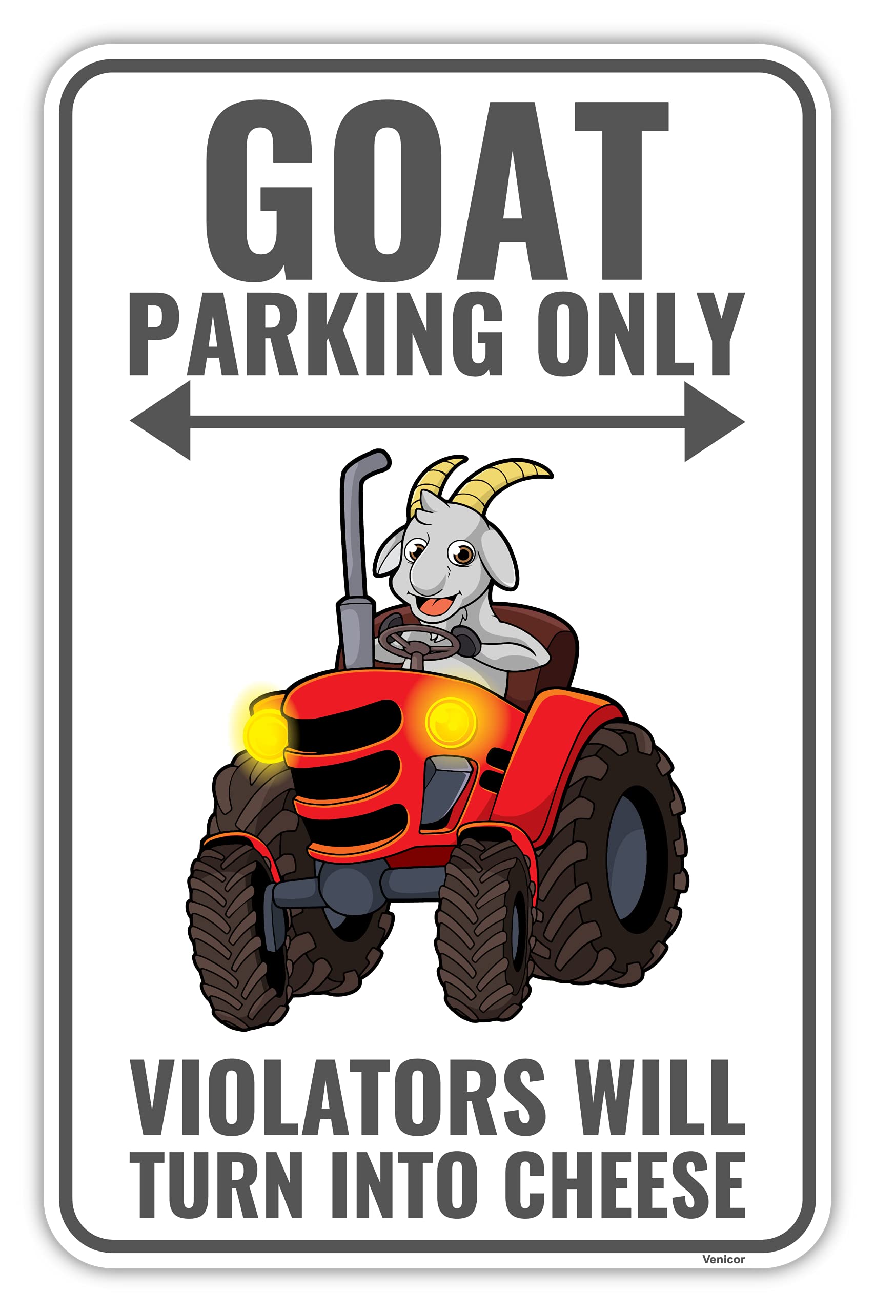 Venicor Goat Parking Sign - 9 x 14 Inches Rustic Aluminum Wall Decor - Funny Farmhouse Sign for Goat Lovers - Perfect Gift for Goat Owners & Farmers - Ideal for Barn, Farm, or Home Decoration