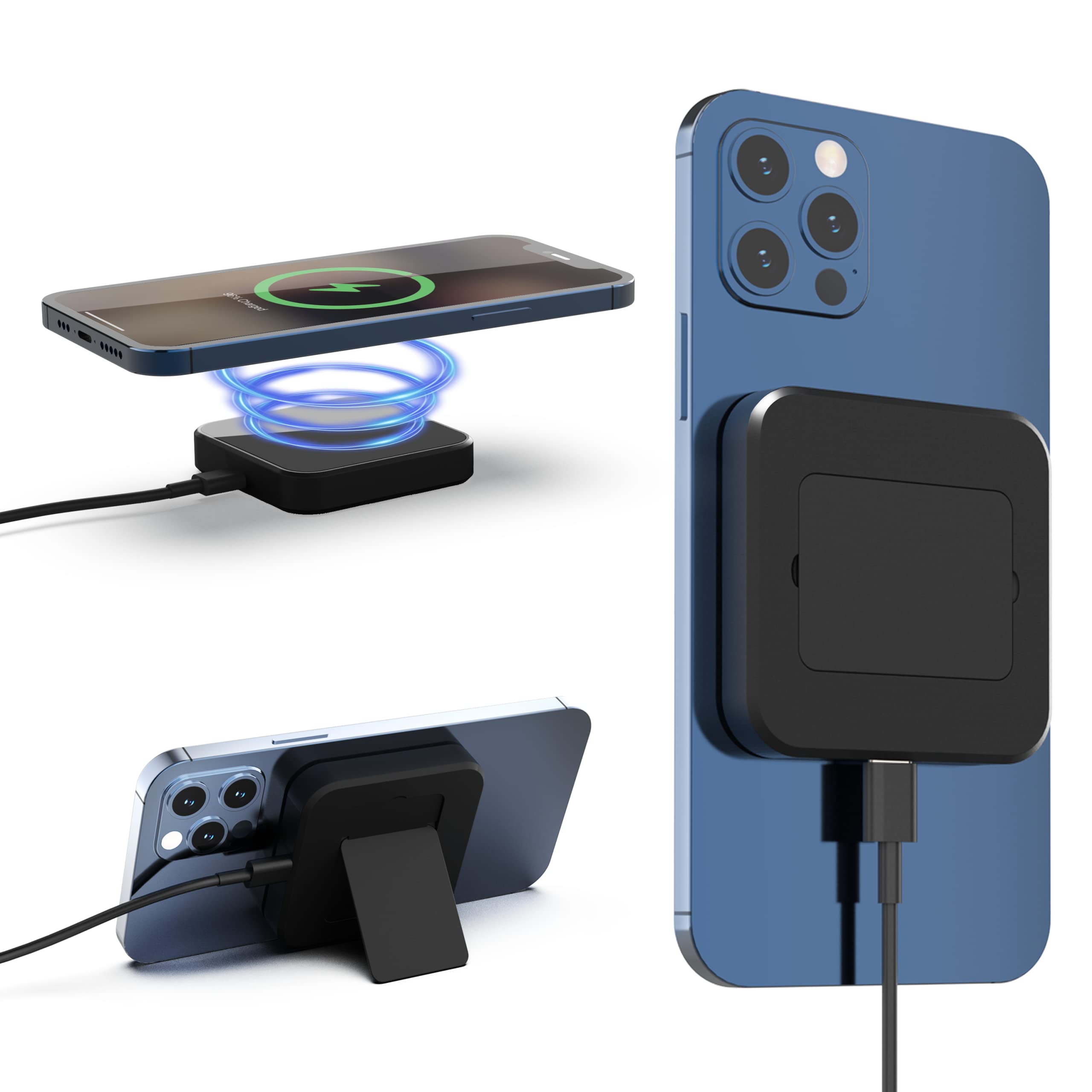 15W Fast Magnetic Wireless Charger - MagSafe Compatible for iPhone 13/12 Series & AirPods Pro | Qi-Certified Charging Pad for Bedside, Office & Car Use
