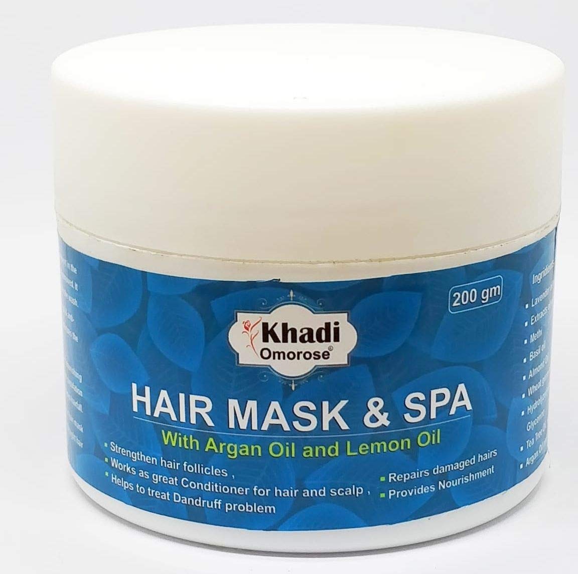 Khadi Omorose Hair Mask & Spa Treatment with Protein, Argan Oil, Lemon, Lavender, Almond Oil, Tea Tree & Hibiscus - Deep Conditioning for Dry, Damaged Hair - At-Home Salon Quality Hair Care