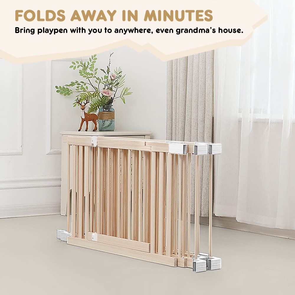 HARPPA Baby Safety Gate & Playpen - 60x71.5x24 Inches Toddler Play Yard Fence for Indoor/Outdoor Use - Perfect for Living Room, Stairs, Doorways & Play Areas