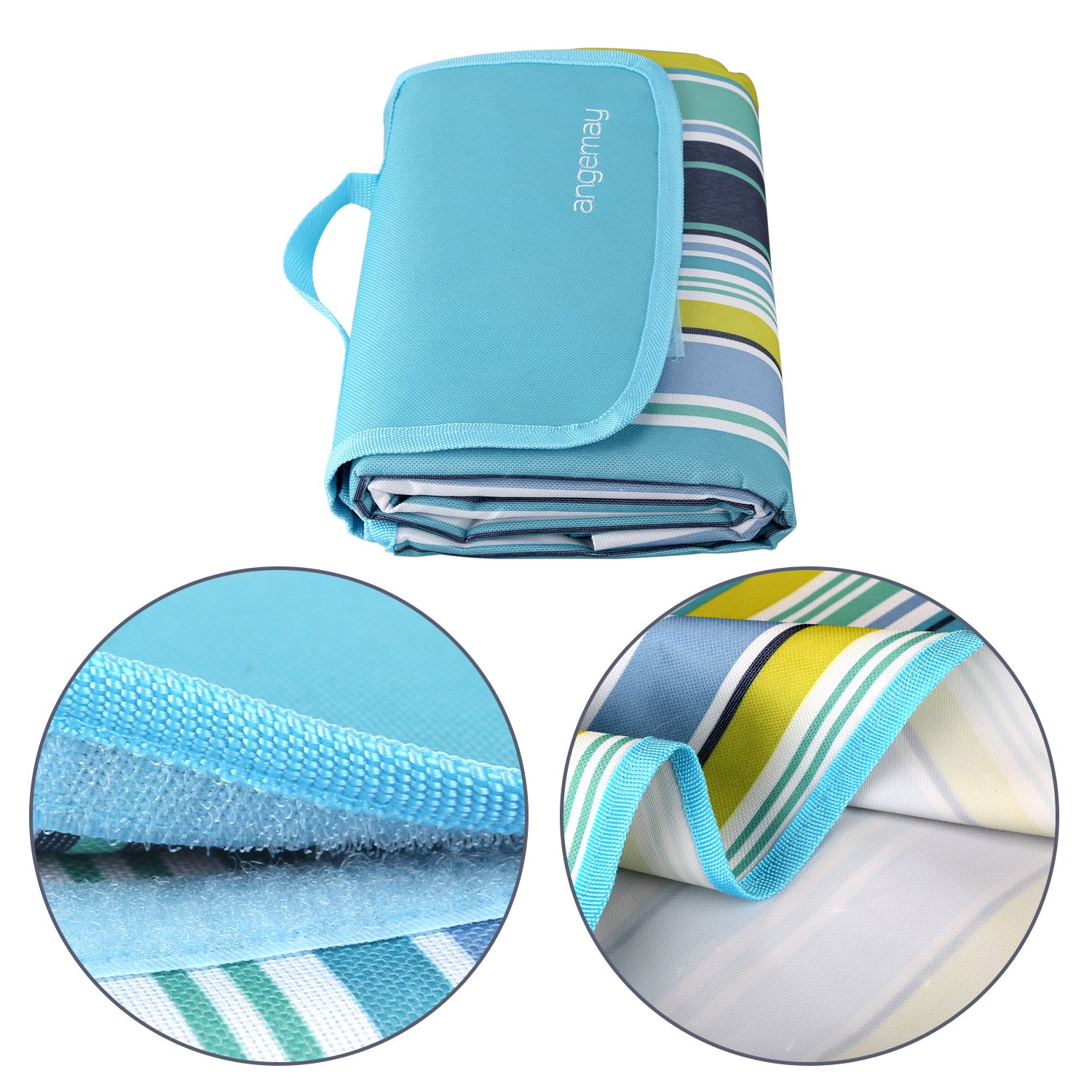Angemay Extra Large Waterproof & Sand Proof Outdoor Picnic Blanket - Portable Beach Mat for Camping, Hiking, Beach, Park & Music Festivals | Perfect for Picnics, BBQs, Travel & Outdoor Adventures