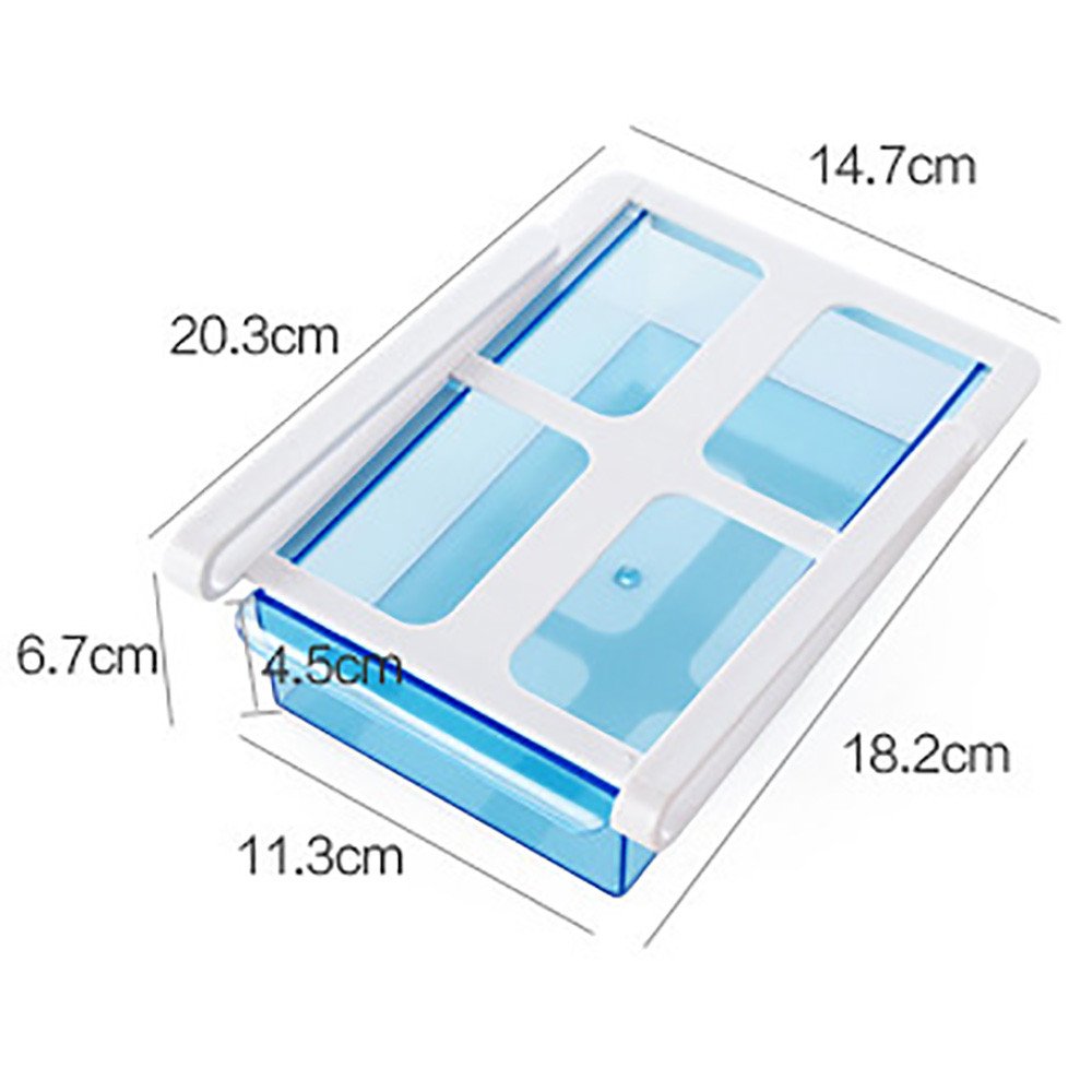 Quaanti Slide Fridge Freezer Organizer - Refrigerator Storage Rack Shelf Drawer for Kitchen Organization - Space Saving & Durable (Blue) | Perfect for Fruits, Vegetables, Snacks & Beverage Storage