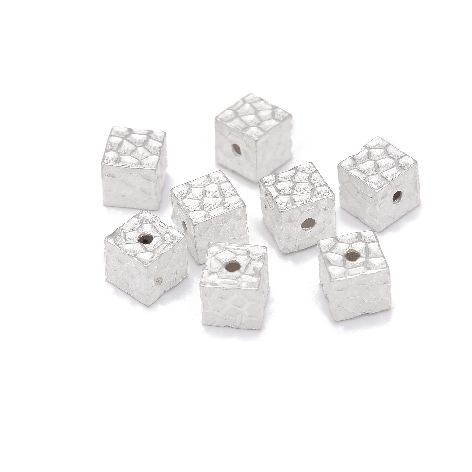 JM Design 6mm Sterling Silver Cube Beads - 4pcs per Bag for DIY Jewelry Making - Perfect for Necklaces, Bracelets & Earrings Crafting