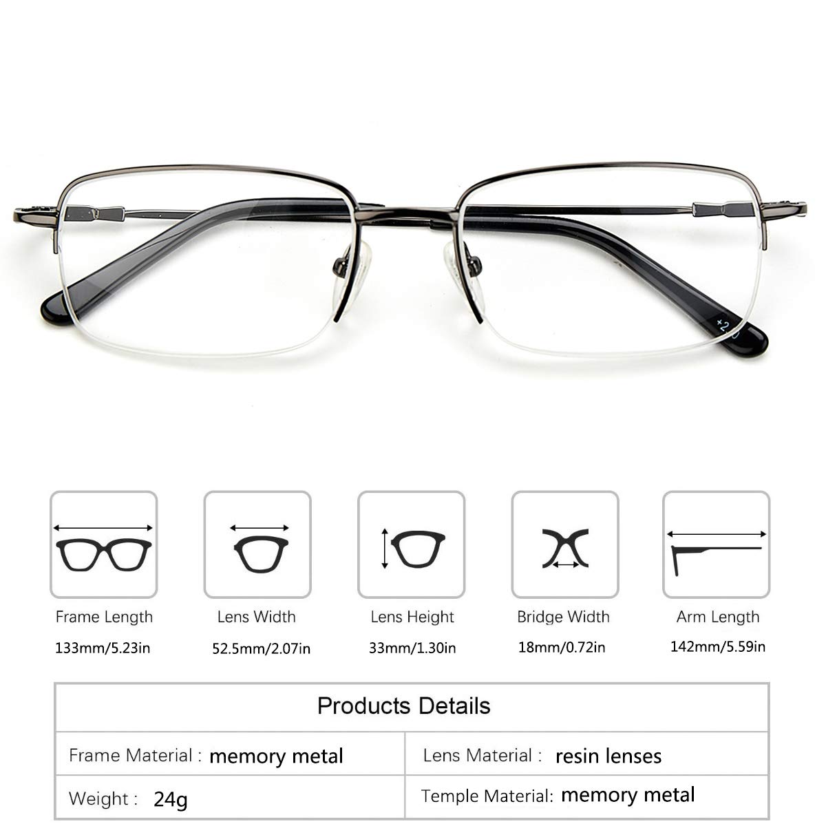 Progressive Multifocal Computer Reading Glasses for Men - Blue Light Blocking, Memory Metal Frame, Anti-Fatigue Eyewear - Perfect for Office Work, Gaming & Screen Time