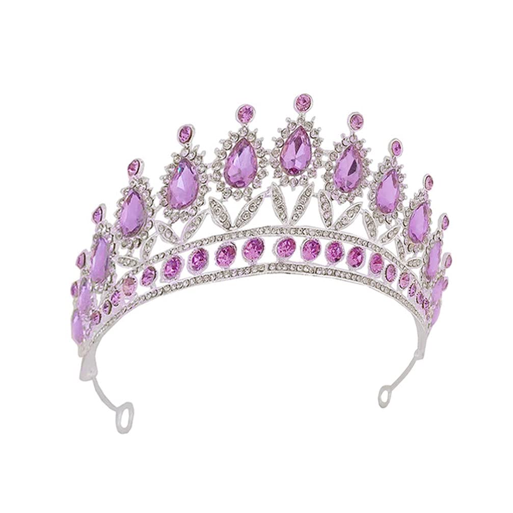 1pc Violet Bridal Hair Tiara - Baroque Queen Crown for Weddings, Birthdays & Special Events | Diamond Rhinestone Princess Headpiece for Brides, Girls & Women | Perfect for Weddings, Prom, Pageants & Royal-Themed Parties