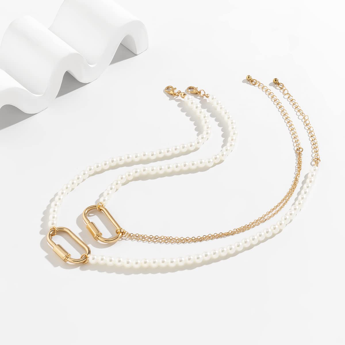 Bohemian Pearl Choker Necklace Set for Women - Gold Y2K Style
