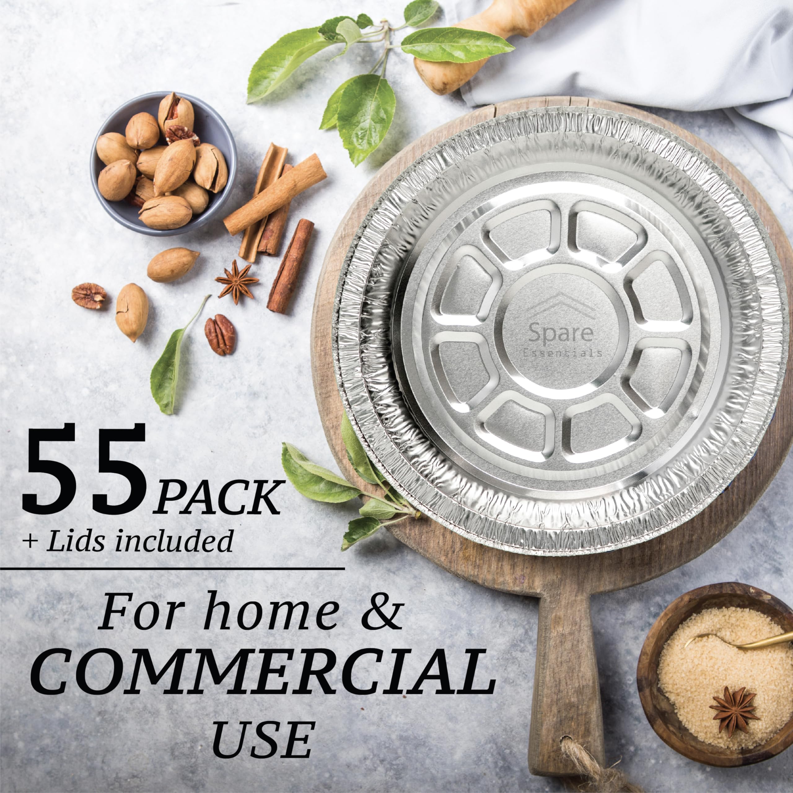 55 Pack 7-Inch Round Aluminum Foil Pans with Lids - Oven, Freezer & Air Fryer Safe Disposable Baking Pans - Perfect for Meal Prep, Takeout, Roasting Chicken, Storing Leftovers & Party Food Serving