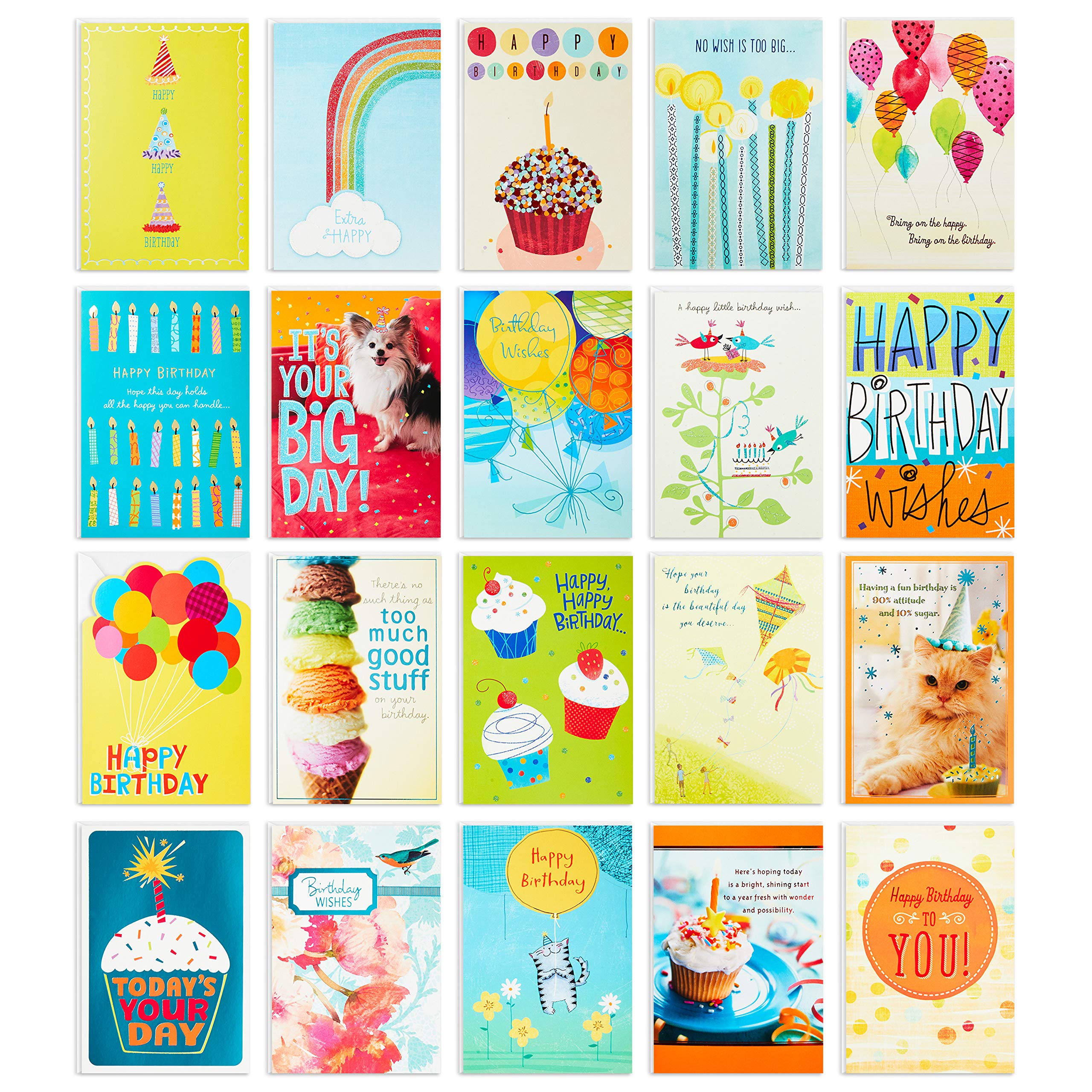 Hallmark Birthday & Sympathy Greeting Cards Set - 20 Birthday Cards & 12 Watercolor Nature Thinking of You Cards with Envelopes - Perfect for Celebrations, Condolences & Everyday Encouragement