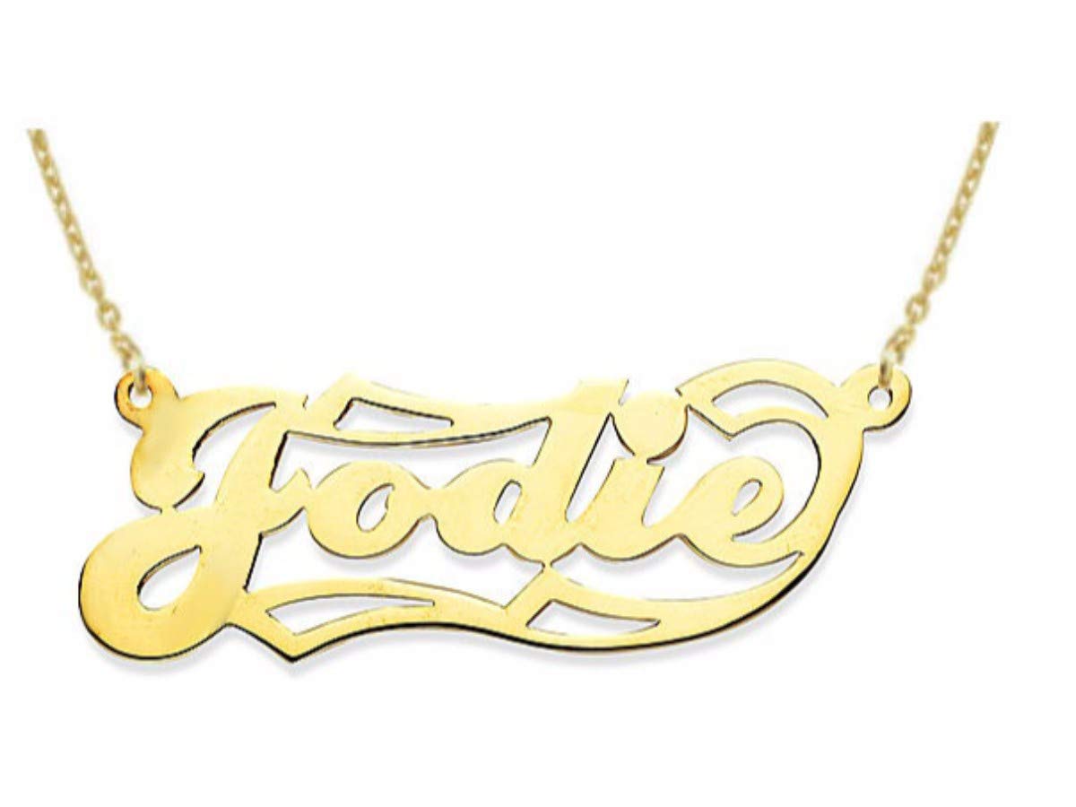 Personalized 925 Sterling Silver Nameplate Necklace for Women & Men - High Polished Shiny Gold Plated Custom Jewelry - Perfect for Gifts, Anniversaries & Special Occasions