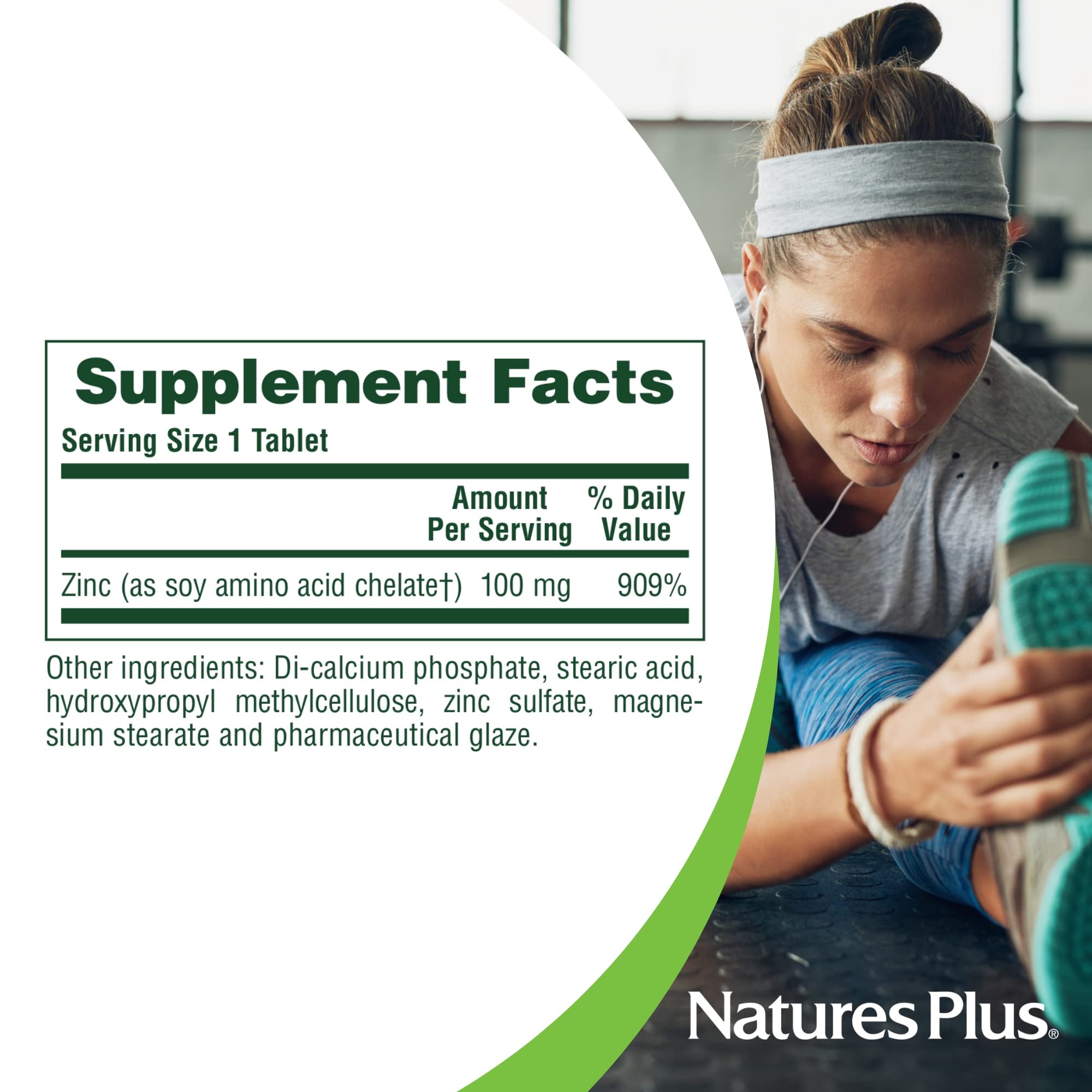 NaturesPlus Mega Zinc 100mg Sustained Release Tablets - 90 Vegetarian & Gluten-Free Tablets - Immune Support Supplement - Ideal for Daily Wellness & Immune System Boost