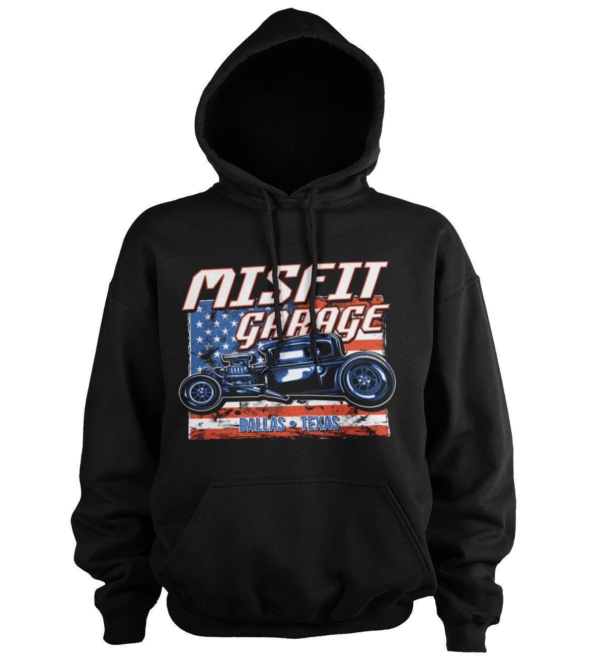 **Misfit Garage Officially Licensed Old Glory Big & Tall Hoodie for Men - Black - Comfortable & Durable Pullover for Casual Wear, Work, and Outdoor Activities**