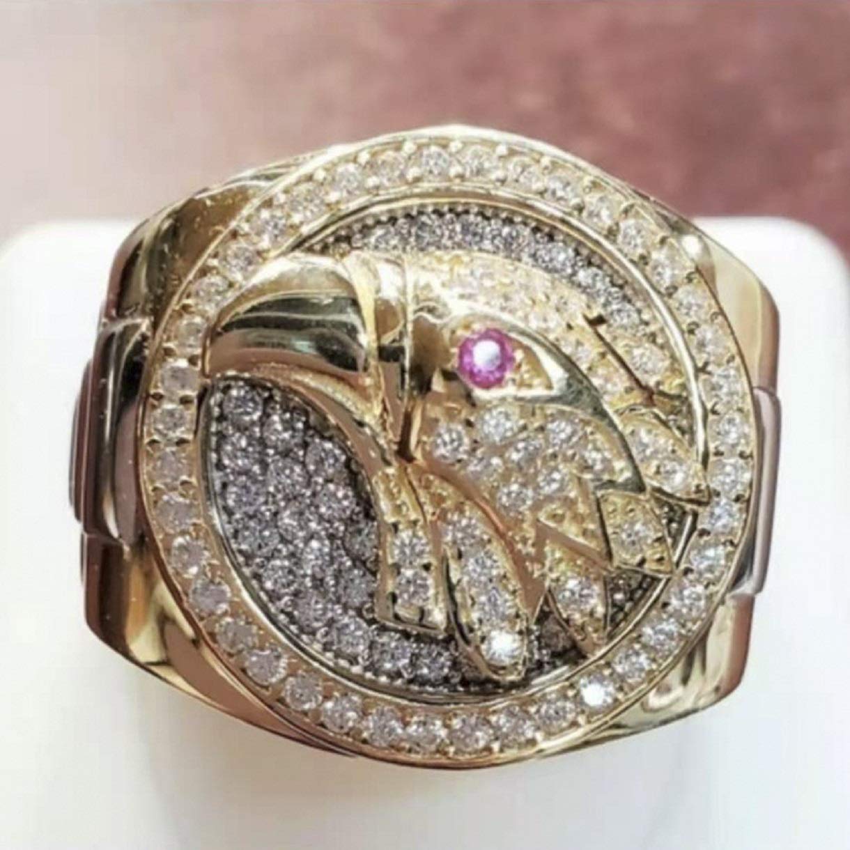 Iced Out American Eagle Ring for Men - Viking Hawk Head Hip Hop Gold Jewelry - Perfect for Parties, Gifts & Streetwear Fashion