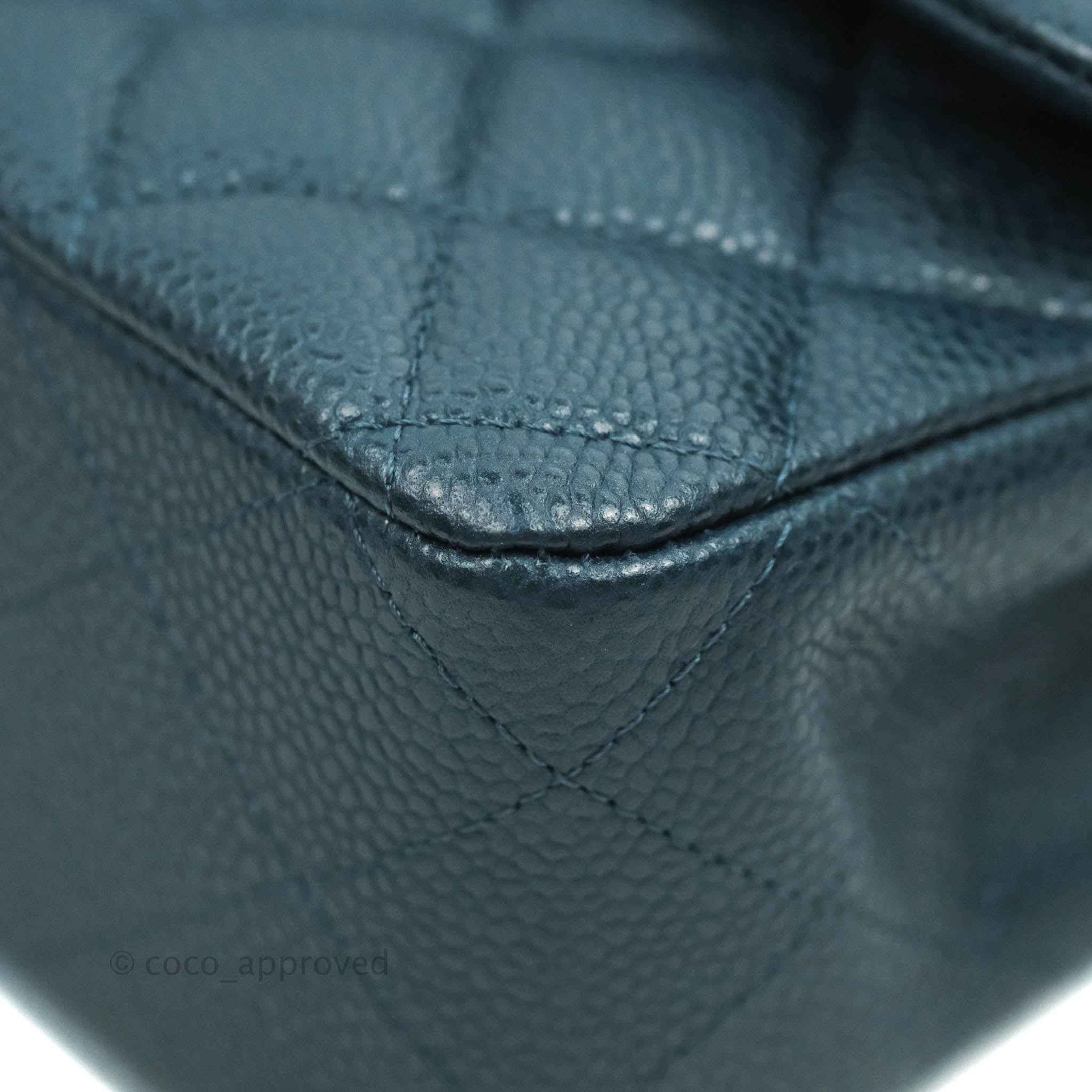 Chanel Classic M/L Medium Double Flap Bag in Pearly Blue Caviar Leather with Silver Hardware - Luxury Handbag for Women, Perfect for Parties, Work & Everyday Use