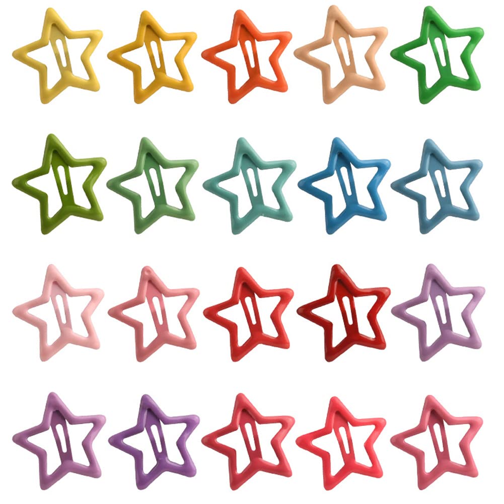 20-Piece Multicolor Metal Star Hair Clips & Barrettes for Women - Perfect for Parties, Weddings, and Everyday Styling