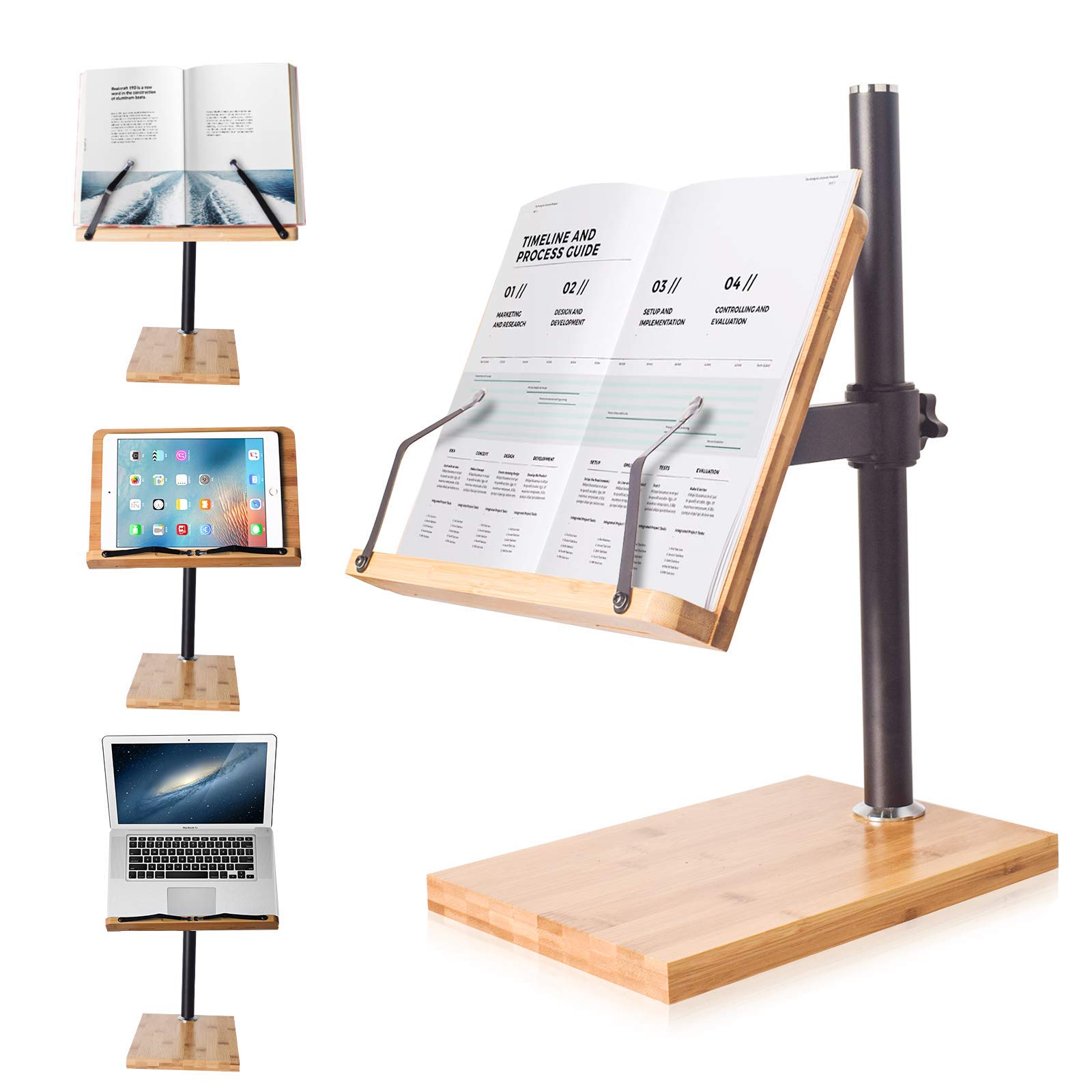 Adjustable Book Stand Holder - Ergonomic Reading & Studying Desk Organizer for Books, Tablets, and Laptops - Perfect for Home Office, Library, and Classroom Use