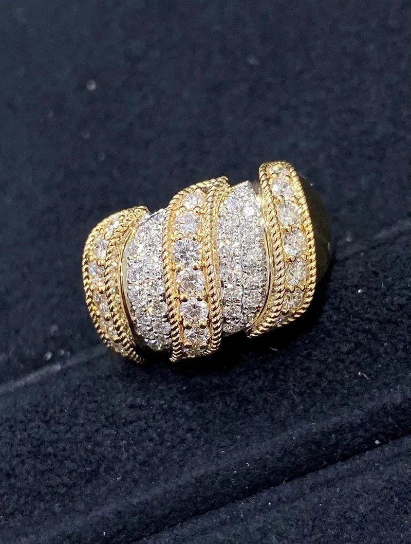 18K White & Yellow Gold Vintage Style Diamond Engagement Ring for Women - 1.13 Carat Real Natural Diamond Wedding Ring, Anniversary Gift, Party Jewelry (Perfect for Proposals, Weddings, Date Nights & Special Occasions)