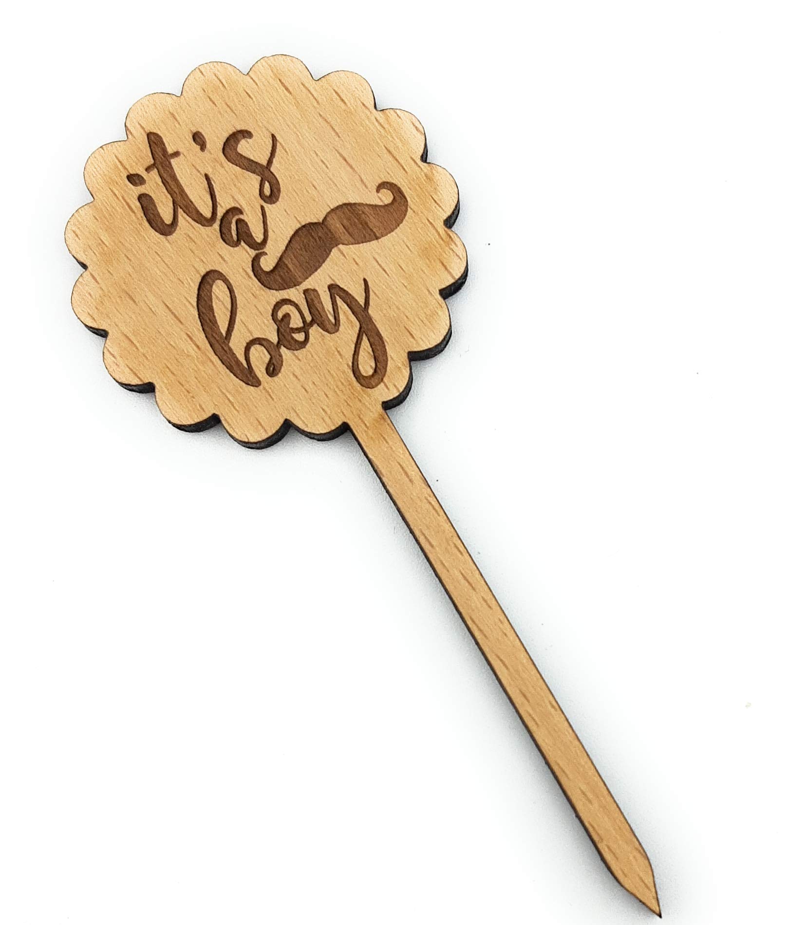 Baby Shower Cupcake Toppers - Rustic Wooden Cupcake Picks for It's a Boy or Girl Party Decor (10-Piece Set) - Perfect for Gender Reveal, Baby Showers & Birthday Celebrations