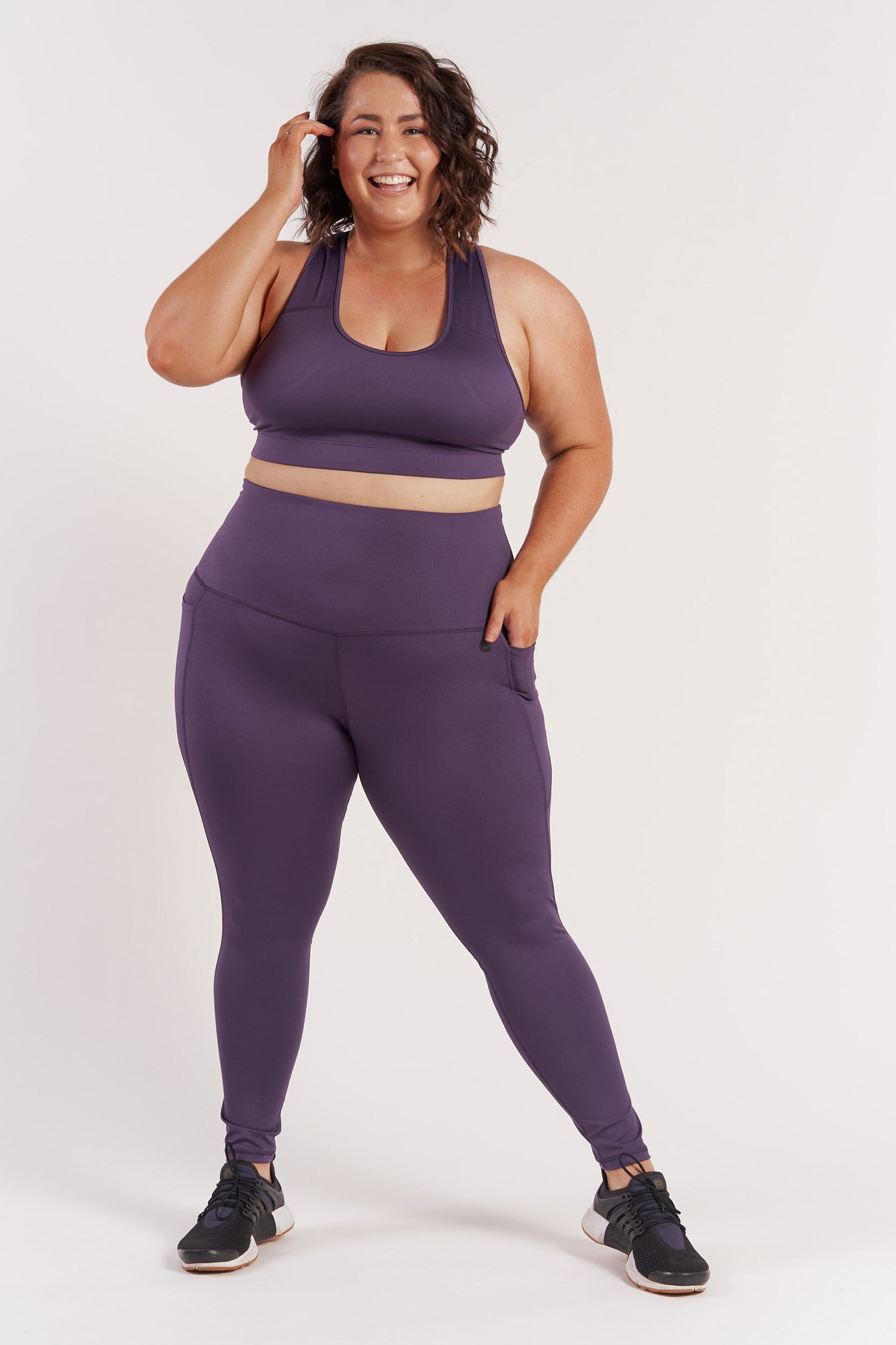 High-Waisted Training Pocket Move Leggings for Women - Blackcurrant Color - Perfect for Yoga, Running & Gym Workouts