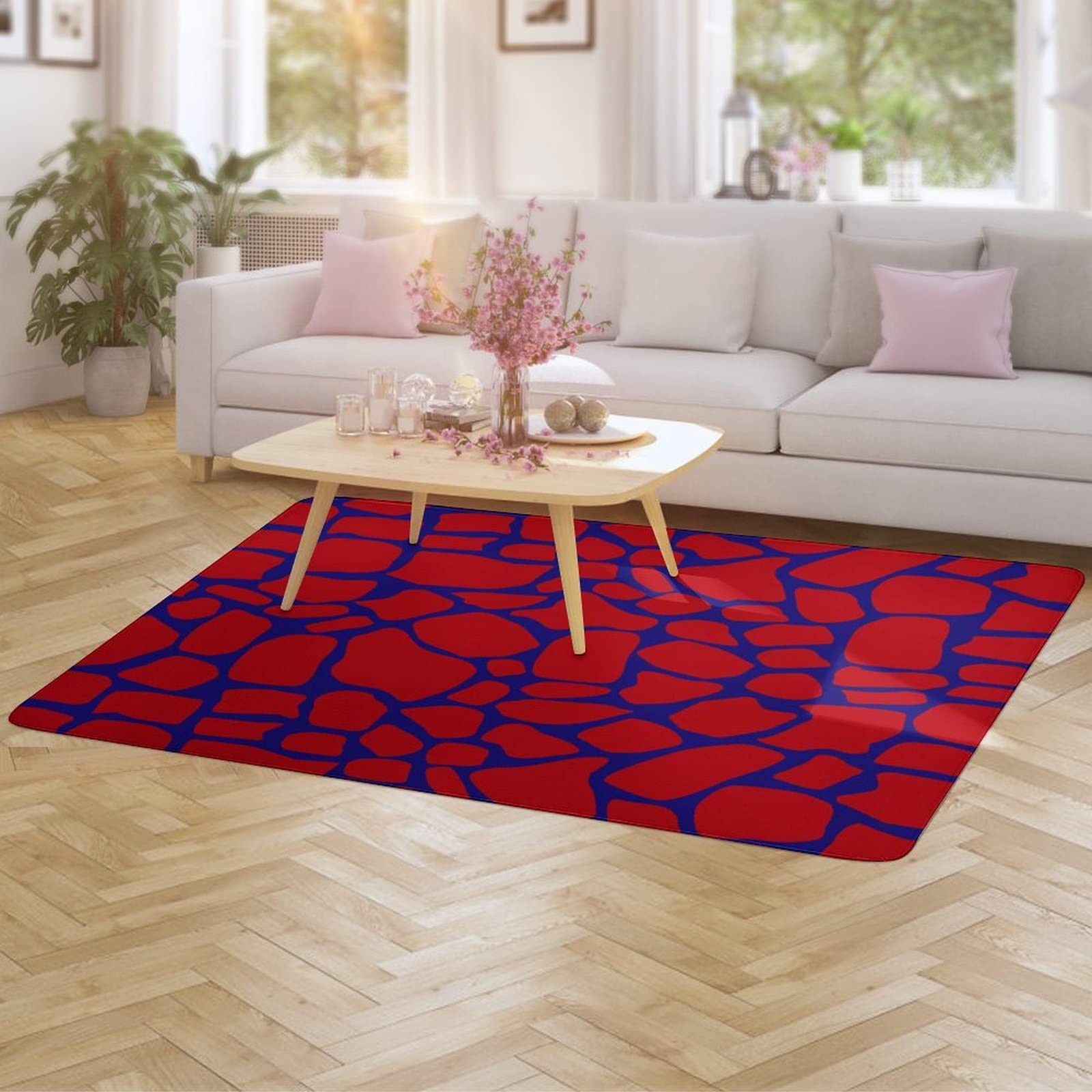 Soft Giraffe Print Animal Skin Texture Rug - Non-Slip Foldable Area Carpet for Kids Room, Nursery, Playroom & Dorm Decor - 5ft x 6.5ft - Perfect for Playtime, Relaxation & Stylish Home Decor