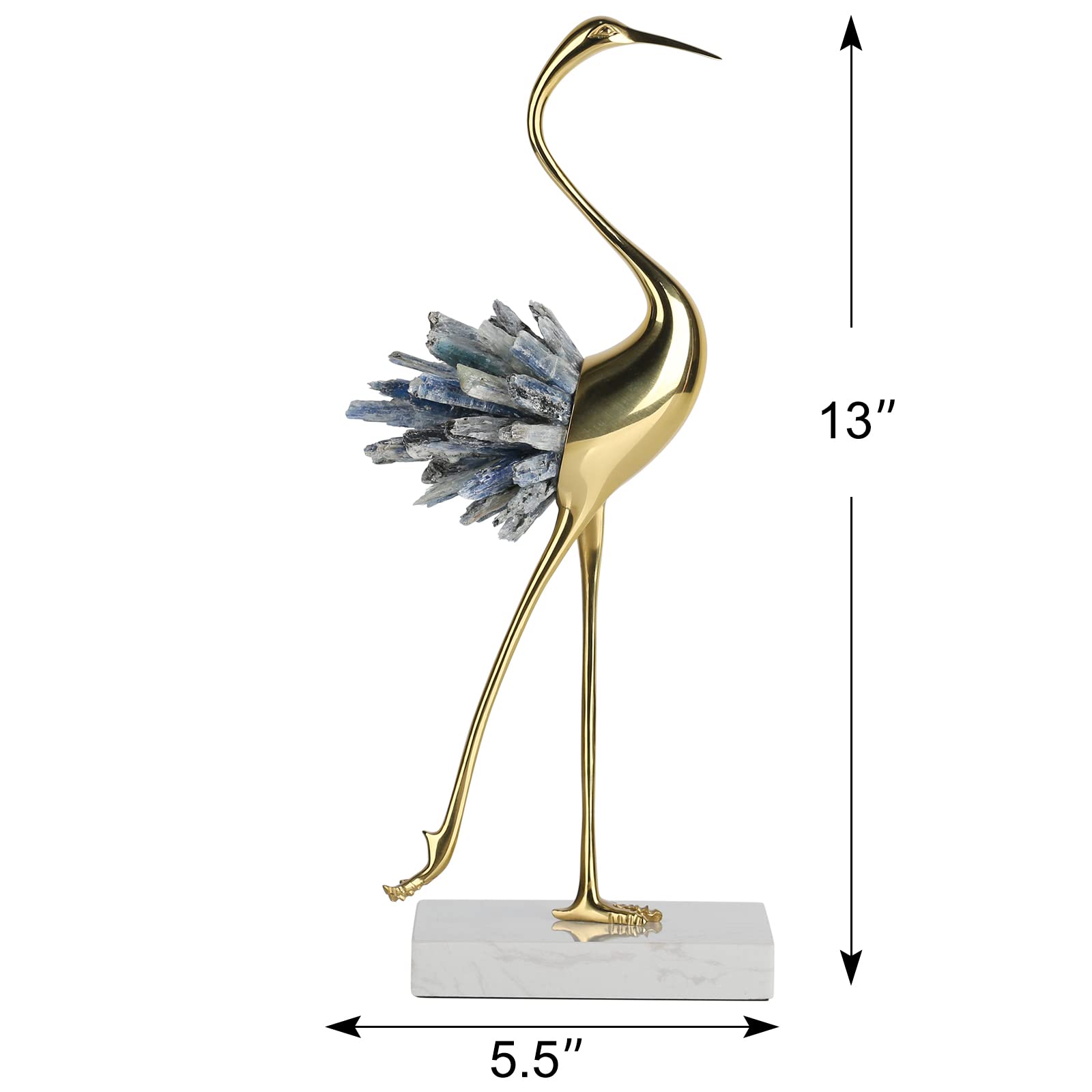 Suruim Gold Brass Bird Statues - Elegant Modern Crystal Home Decor Accents for Living Room, Bedroom, Office Desk & Cabinets - Perfect for Shelf Displays, Wedding Centerpieces & Luxury Gift Giving (Blue)