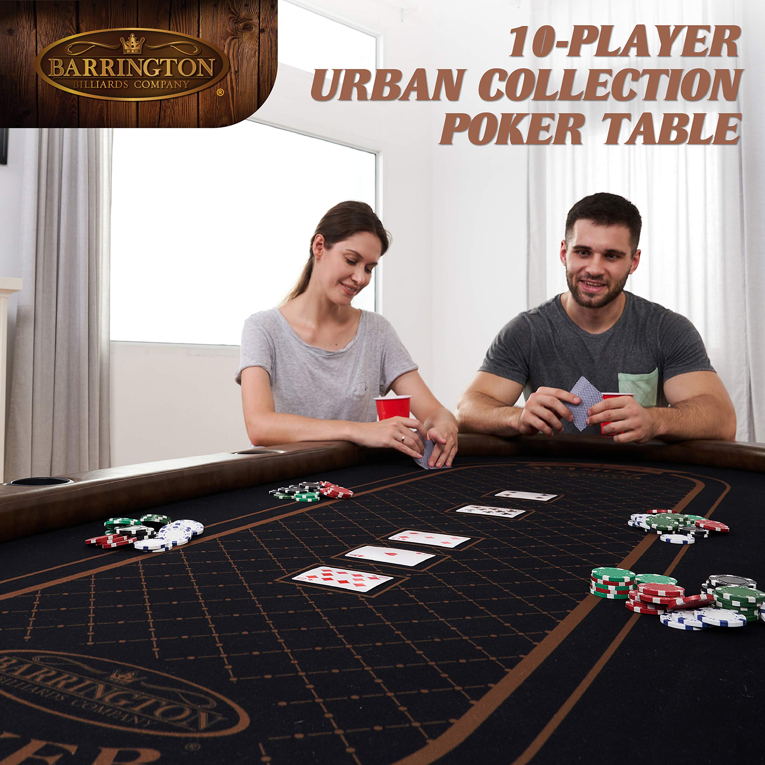 Premium Barrington Folding Poker Table & Table Top Set - Durable Padded Rail with Felt Surface for Texas Hold'em, Blackjack & Casino Night - Convertible to Dining Table for Home Game Rooms & Parties