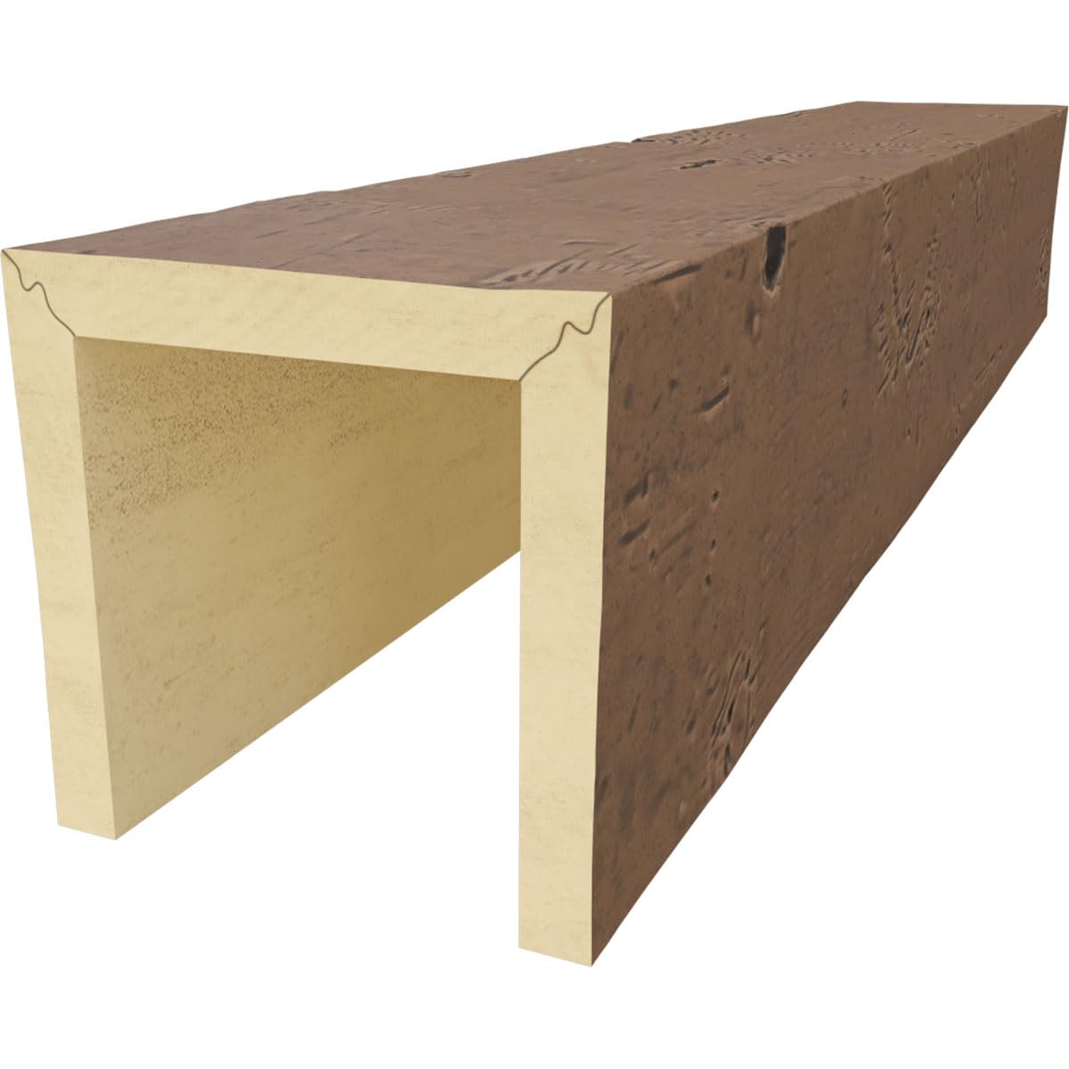 Ekena Millwork BMKP3C0040X040X096ZD 3-Sided U-Shaped Knotty Pine Endurathane Faux Wood Ceiling Beam - 4