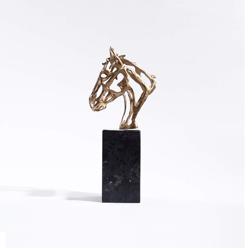 Modern Abstract Metal Horse Head Sculpture - Luxury Hollow Chinese Art Statue for Home & Office Decor | Elegant Wall Art, Living Room Centerpiece, Gift Idea (Color: Black)