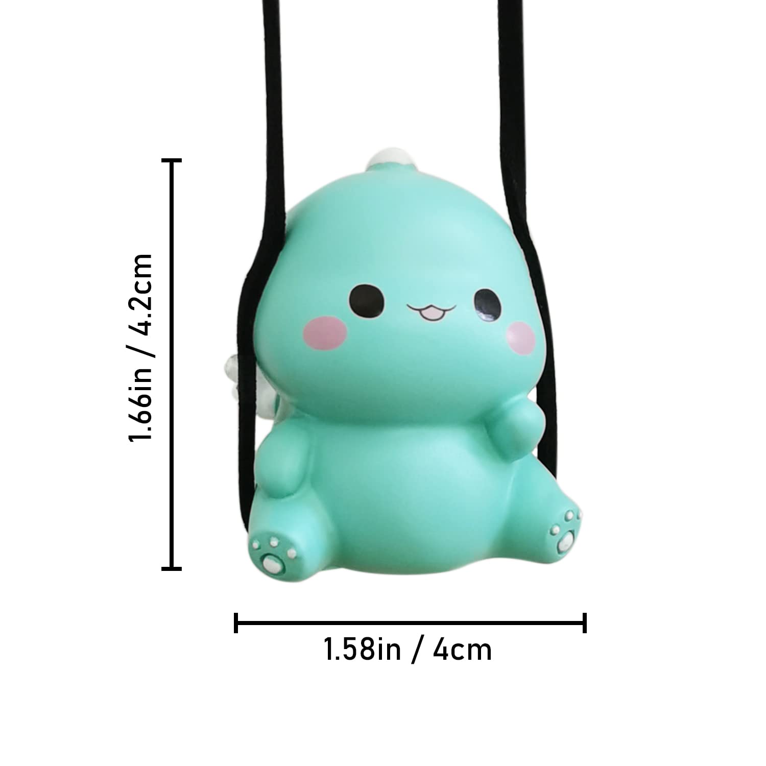 Swinging Dinosaur Car Hanging Ornament - Cute Green Dinosaur Pendant for Rear View Mirror, Fun Car Decor Accessories, Perfect for Kids and Dinosaur Lovers, Ideal for Road Trips and Daily Commutes