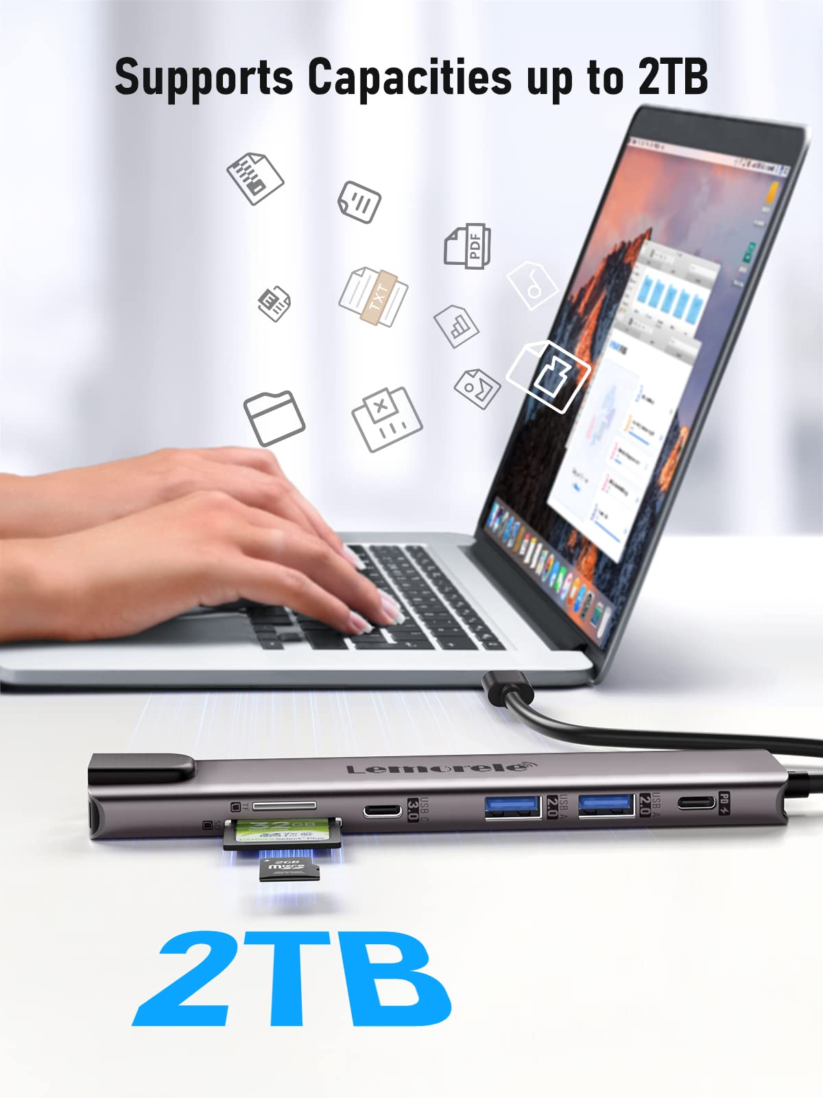 Lemorele 11-in-1 USB C Docking Station for Laptop - Dual Monitor 4K HDMI, 100W PD Charging, Ethernet, SD/TF Card Reader, 4 USB Ports (3.0 & 2.0), USB-C Data Port - Compatible with MacBook Pro/Air (Thunderbolt 3) - Perfect for Home Office, Gaming & Multi-Tasking Workspace Setup