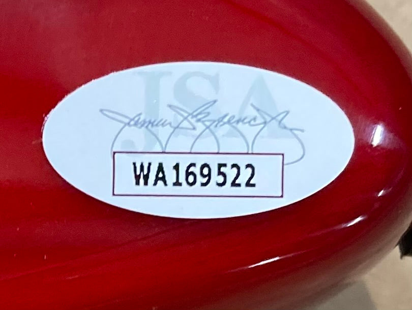 Def Leppard Signed Red Electric Guitar by Joe Elliott & Phil Collen - JSA Authenticated - Perfect for Rock Memorabilia Collections & Music Fan Gifts