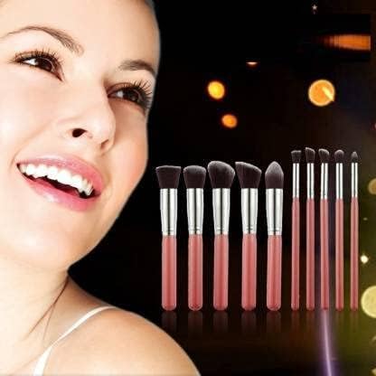 Premium 10-Piece Synthetic Makeup Brush Set - Foundation, Blending, Blush & Eyeliner Brushes for Flawless Makeup Application | Soft Pink Cosmetic Brush Kit for Professional & Everyday Beauty Looks