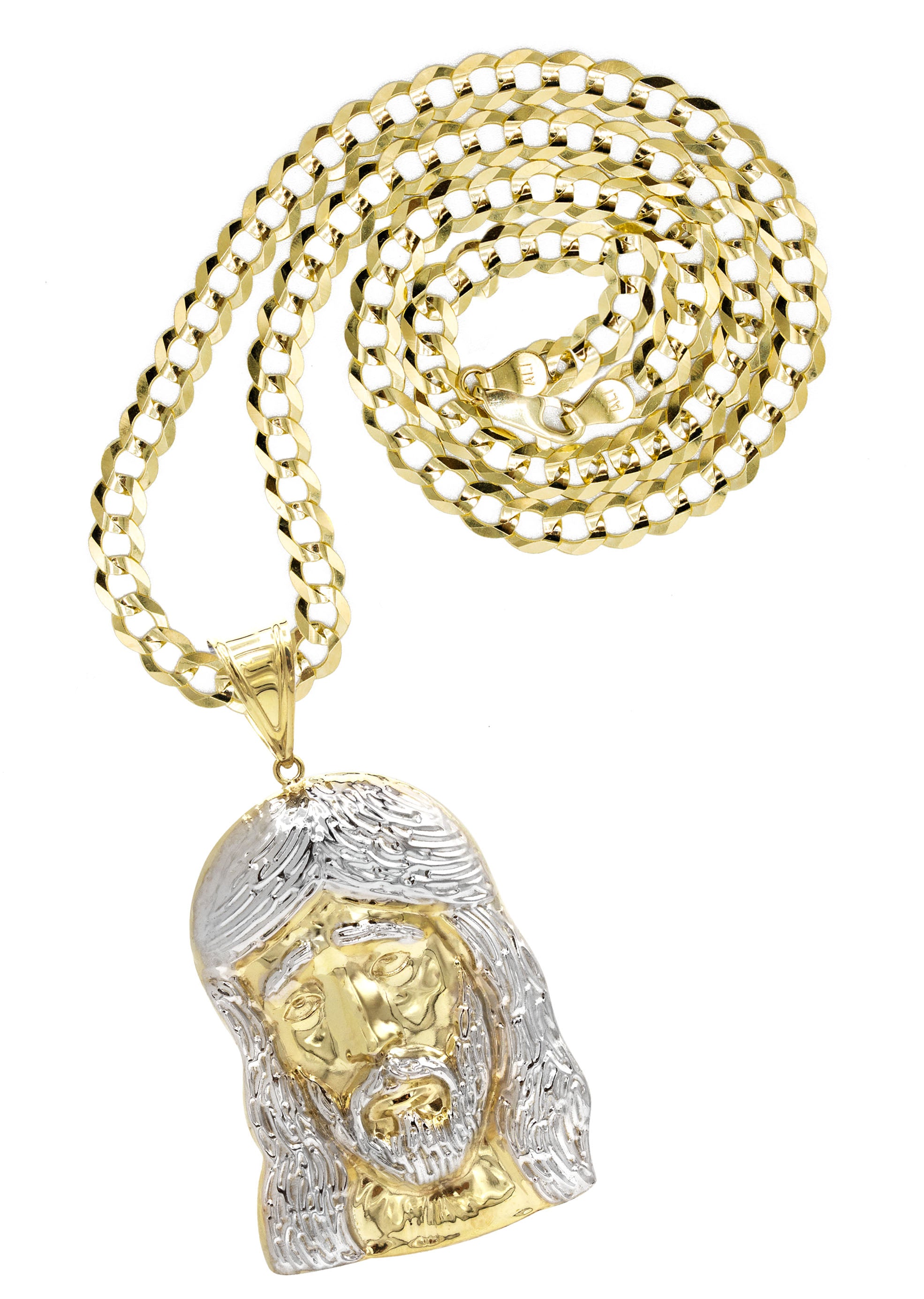 10K Yellow Gold Jesus Head Necklace for Men & Women - Small 8g & Large 24g Sizes - Religious Jewelry Gift for Baptism, Confirmation & Daily Wear