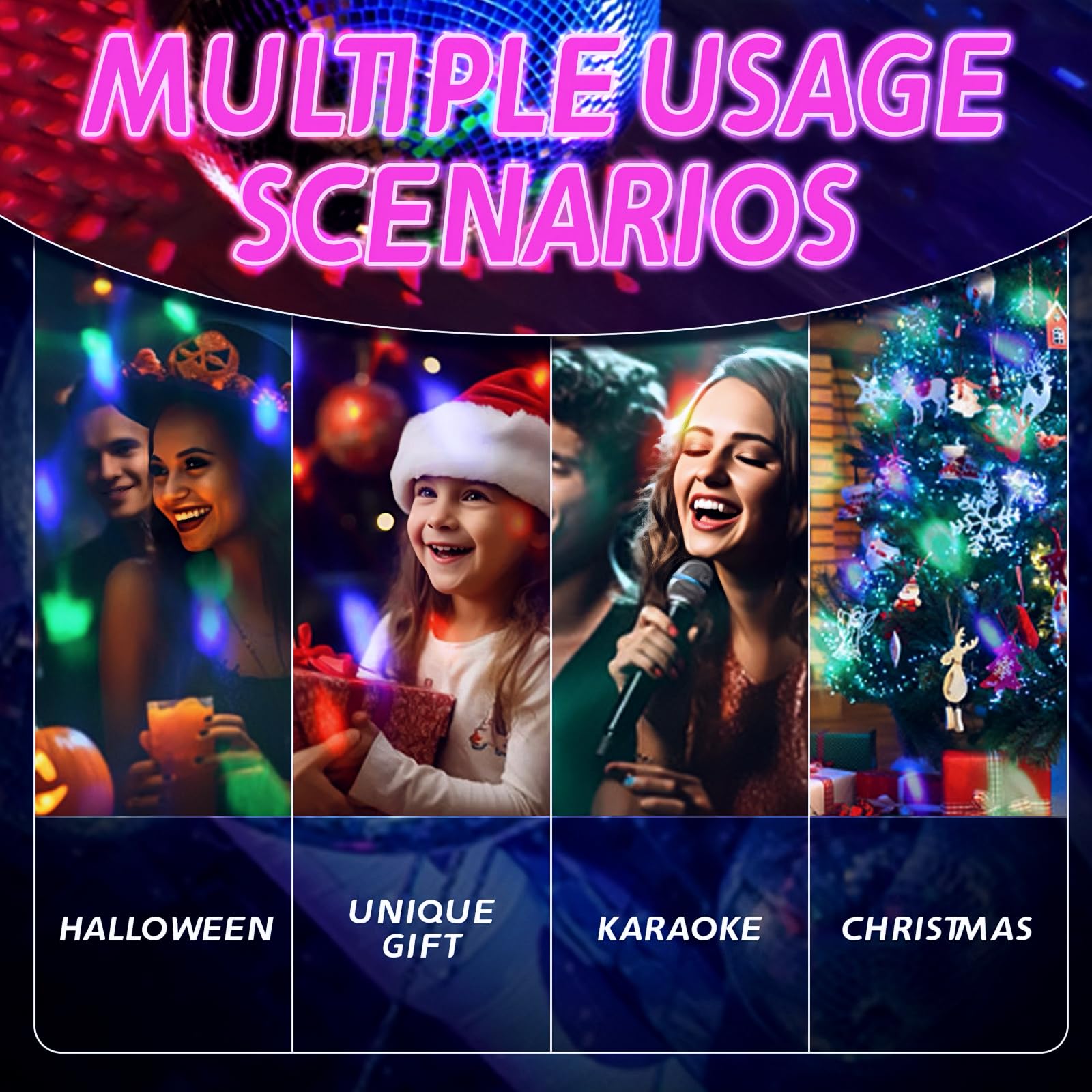 5 Inch Mirror Disco Ball Light - 360° Rotating Party Lights with Diffuser for Christmas, Birthday & Halloween Decorations | Perfect for Indoor Parties, Nightclubs & Home Disco Dance Nights